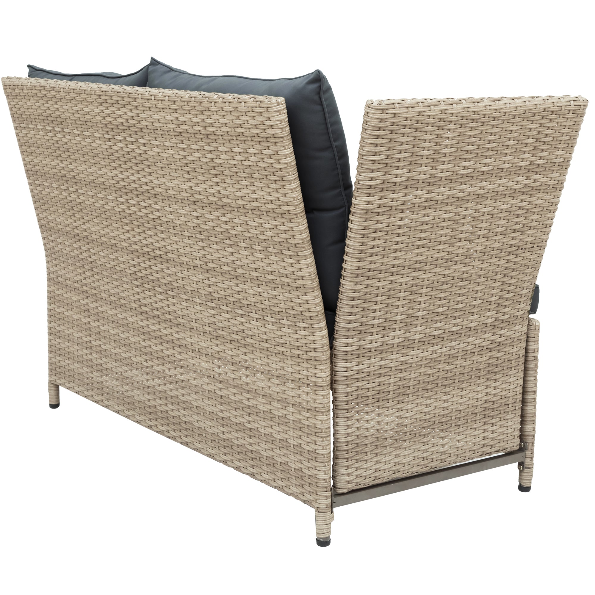4 Pieces Outdoor Rattan Patio Sectional Sofa Set with Adjustable Backs