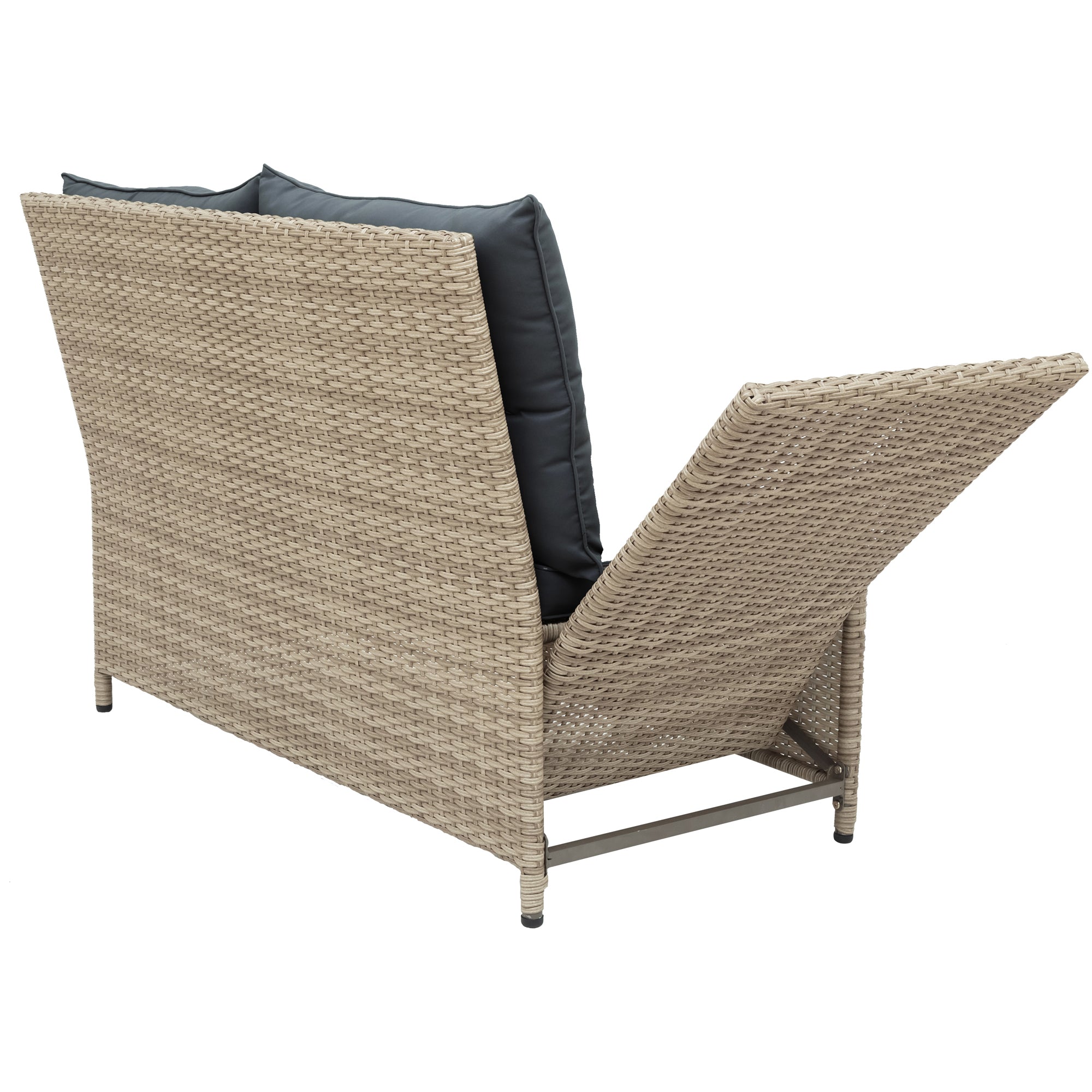 4 Pieces Outdoor Rattan Patio Sectional Sofa Set with Adjustable Backs