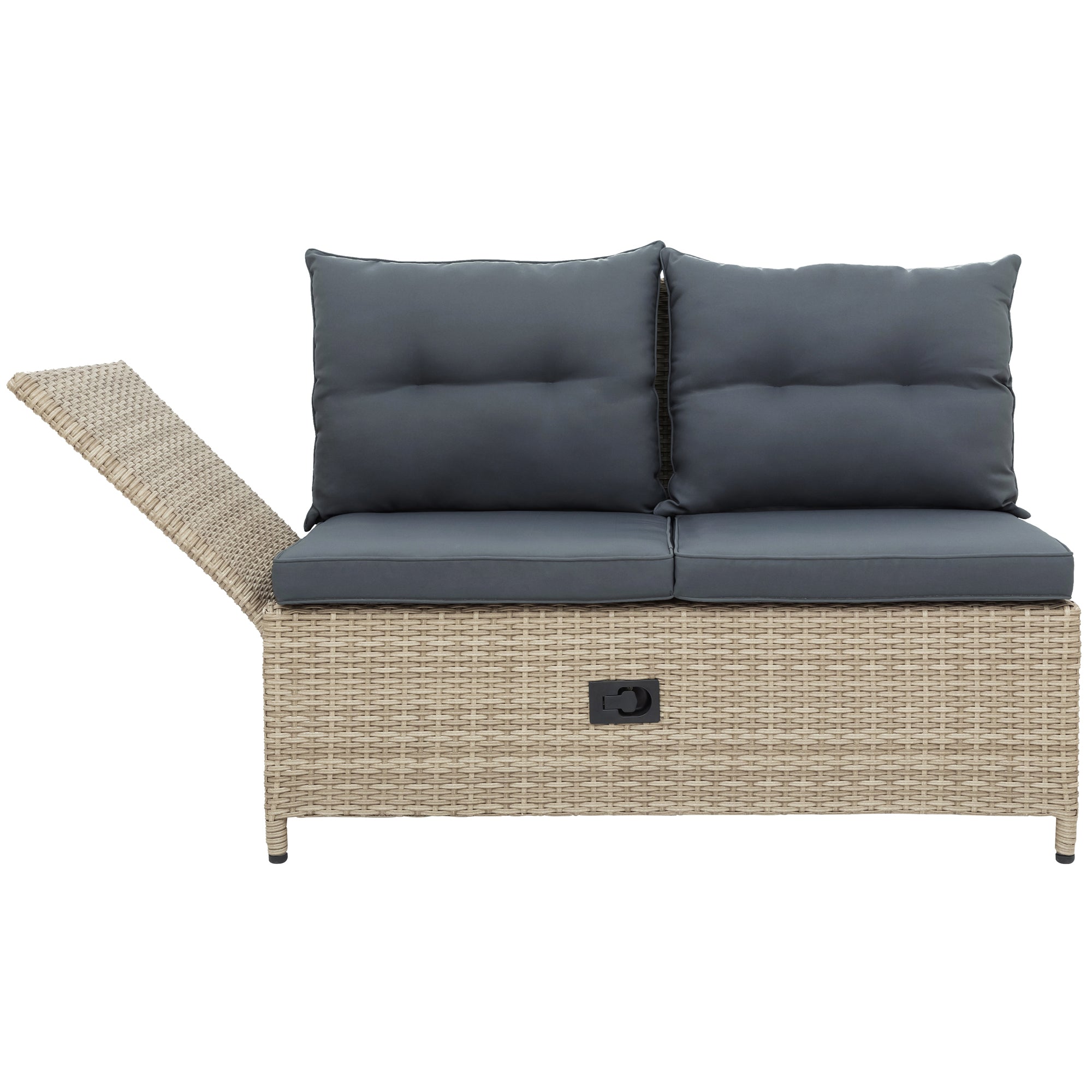 4 Pieces Outdoor Rattan Patio Sectional Sofa Set with Adjustable Backs