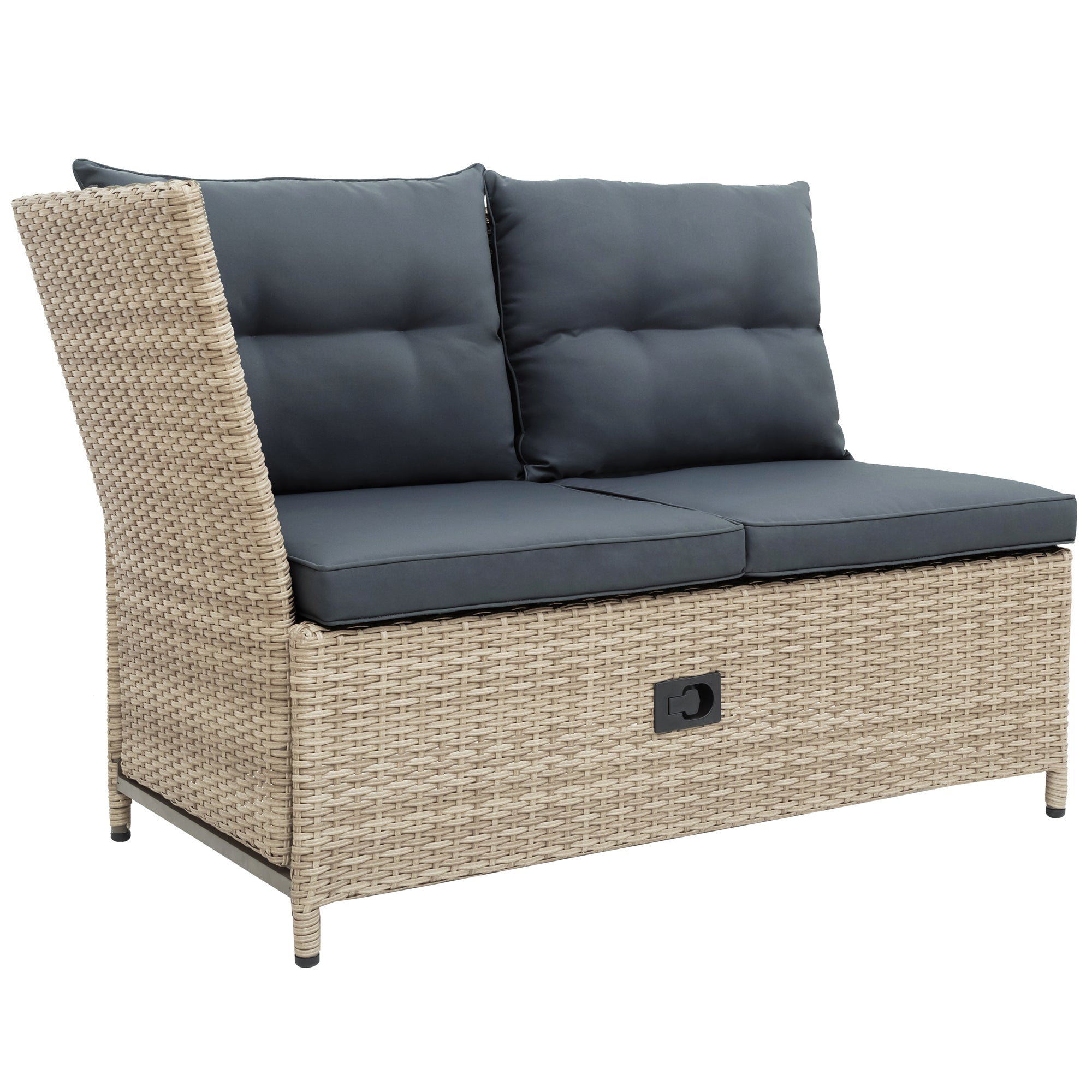 4 Pieces Outdoor Rattan Patio Sectional Sofa Set with Adjustable Backs