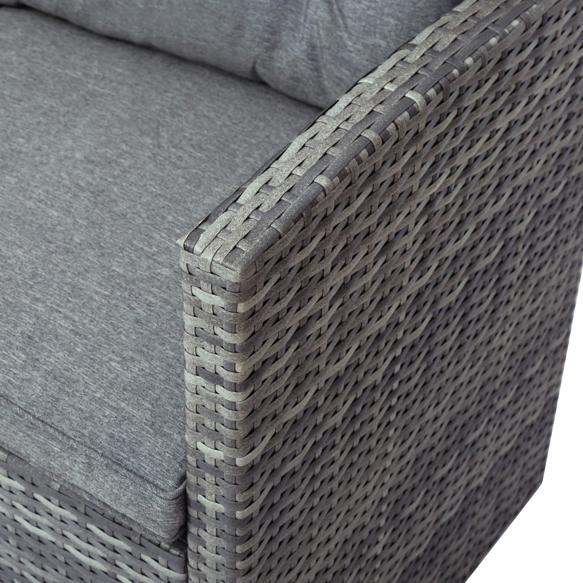 5 Pieces Outdoor Rattan Patio Sectional Sofa Set with Storage Bench