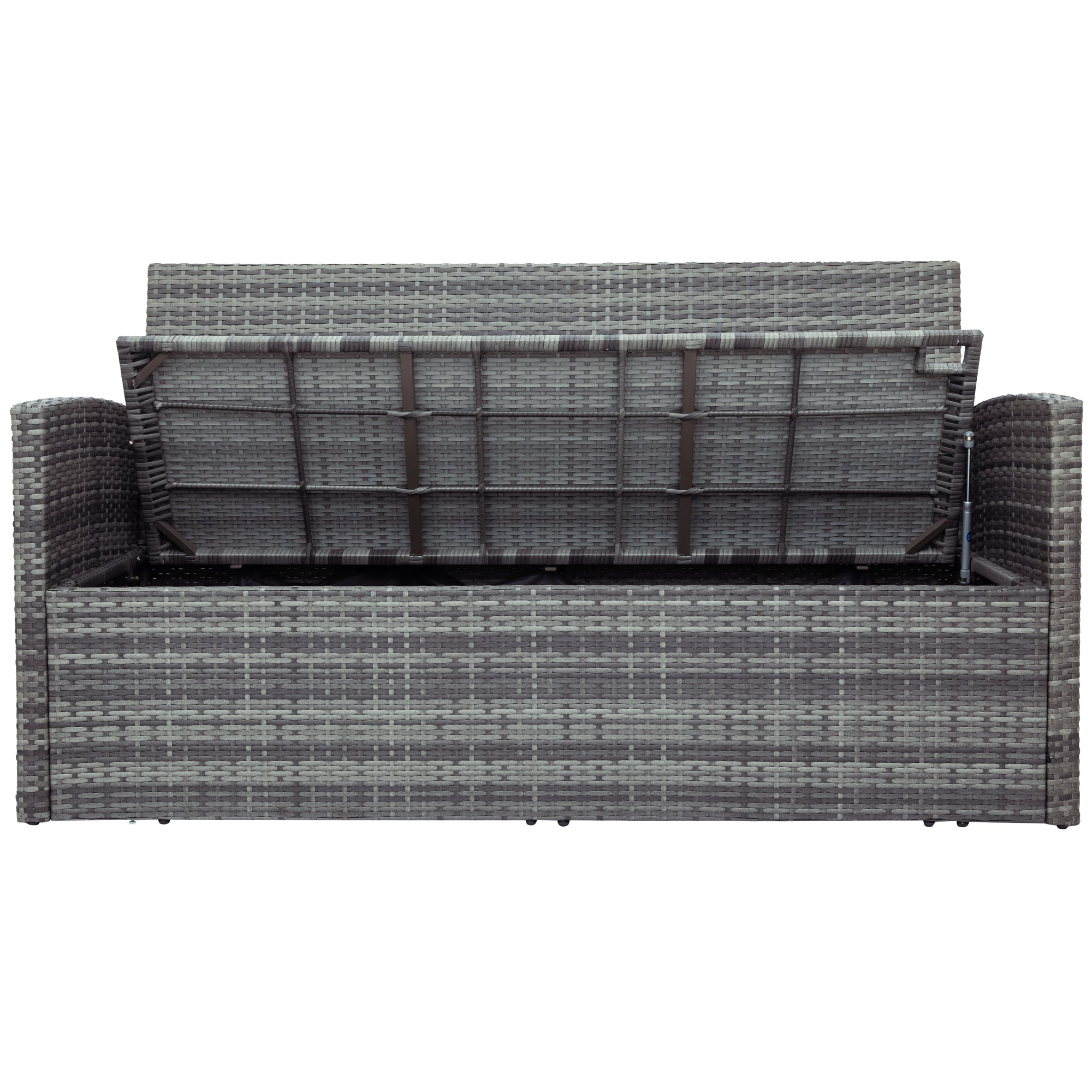 5 Pieces Outdoor Rattan Patio Sectional Sofa Set with Storage Bench