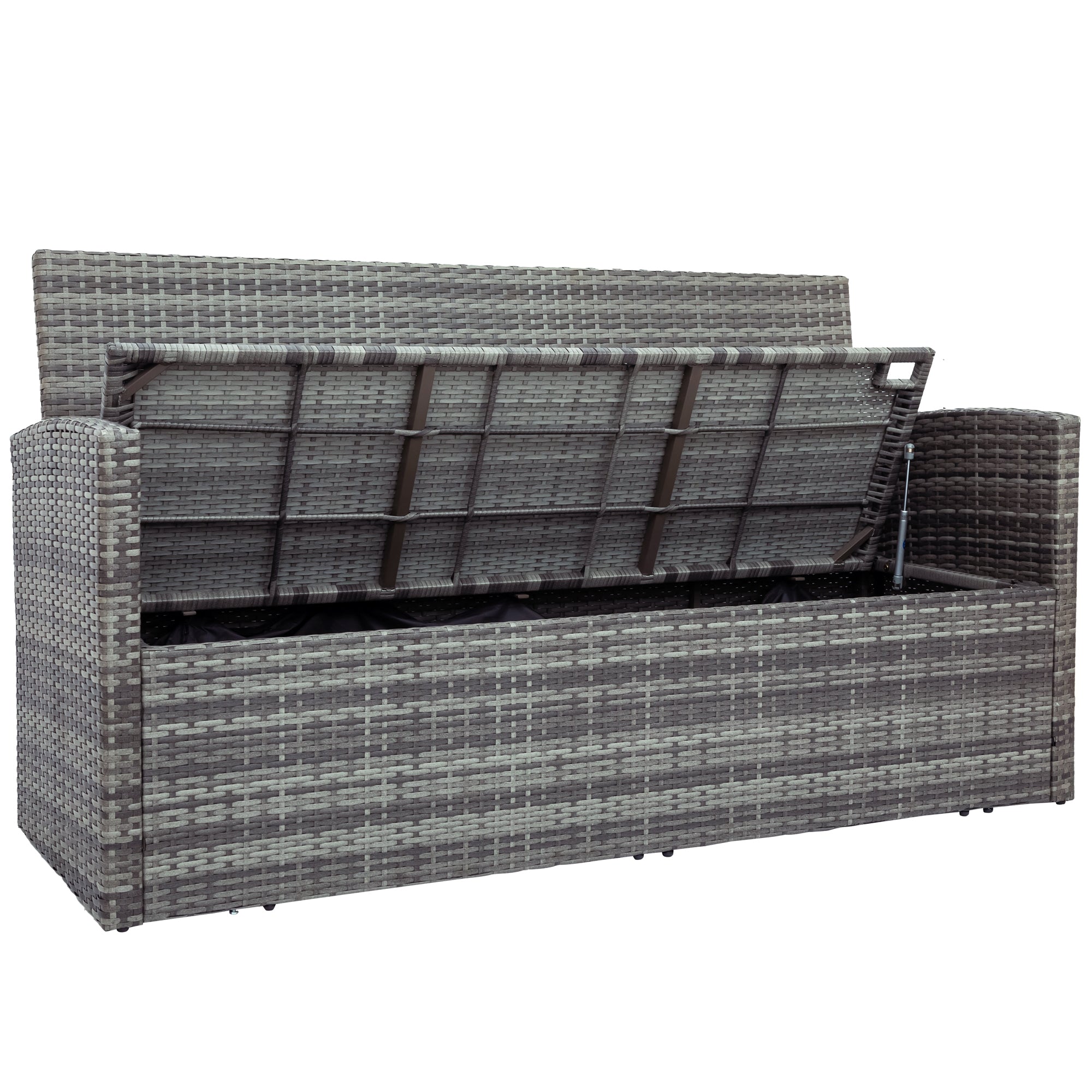 5 Pieces Outdoor Rattan Patio Sectional Sofa Set with Storage Bench