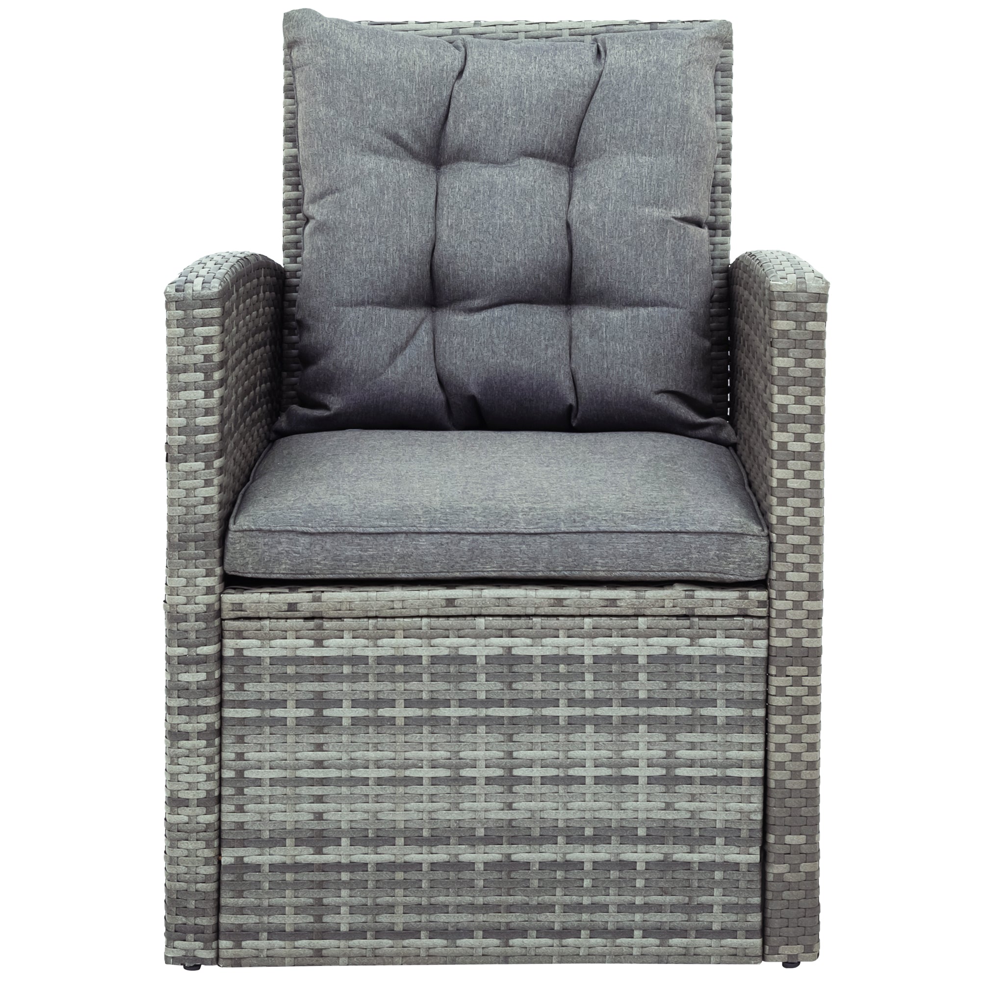 5 Pieces Outdoor Rattan Patio Sectional Sofa Set with Storage Bench