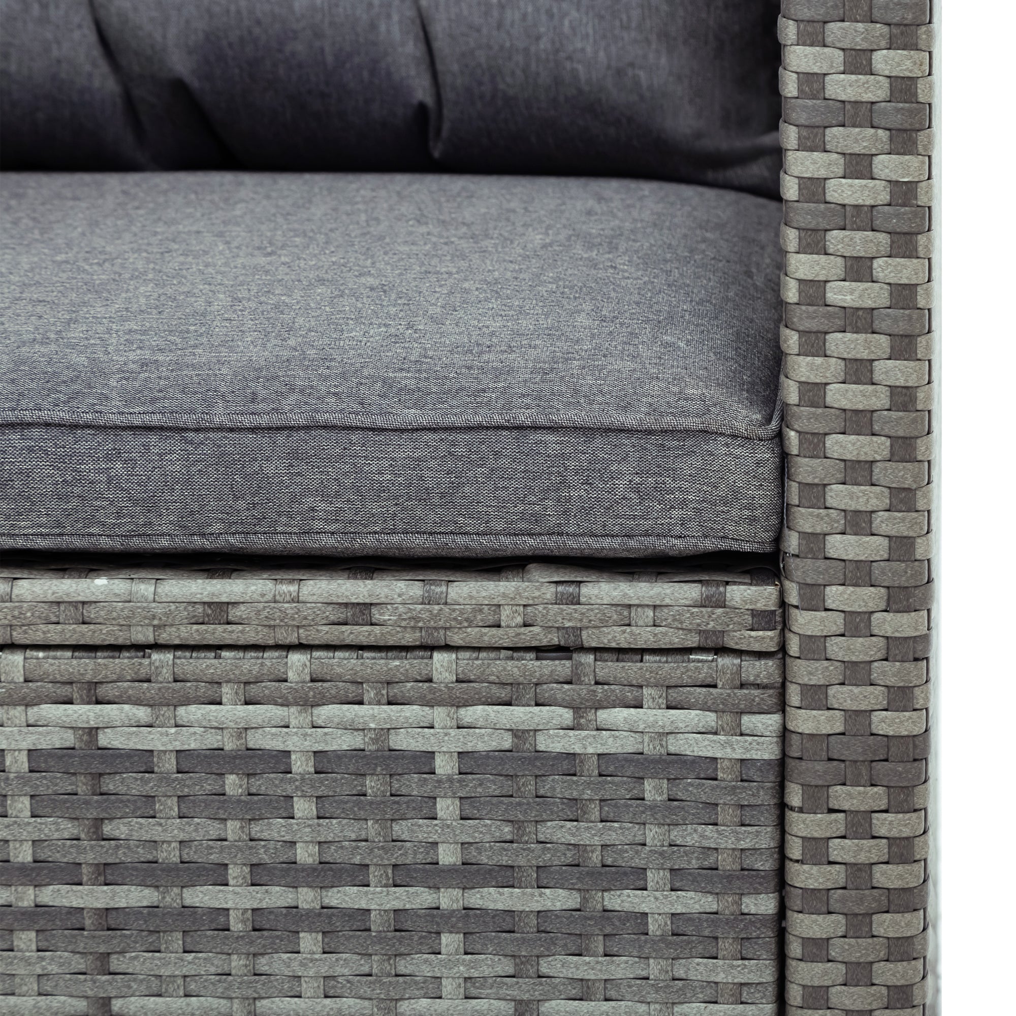 5 Pieces Outdoor Rattan Patio Sectional Sofa Set with Storage Bench