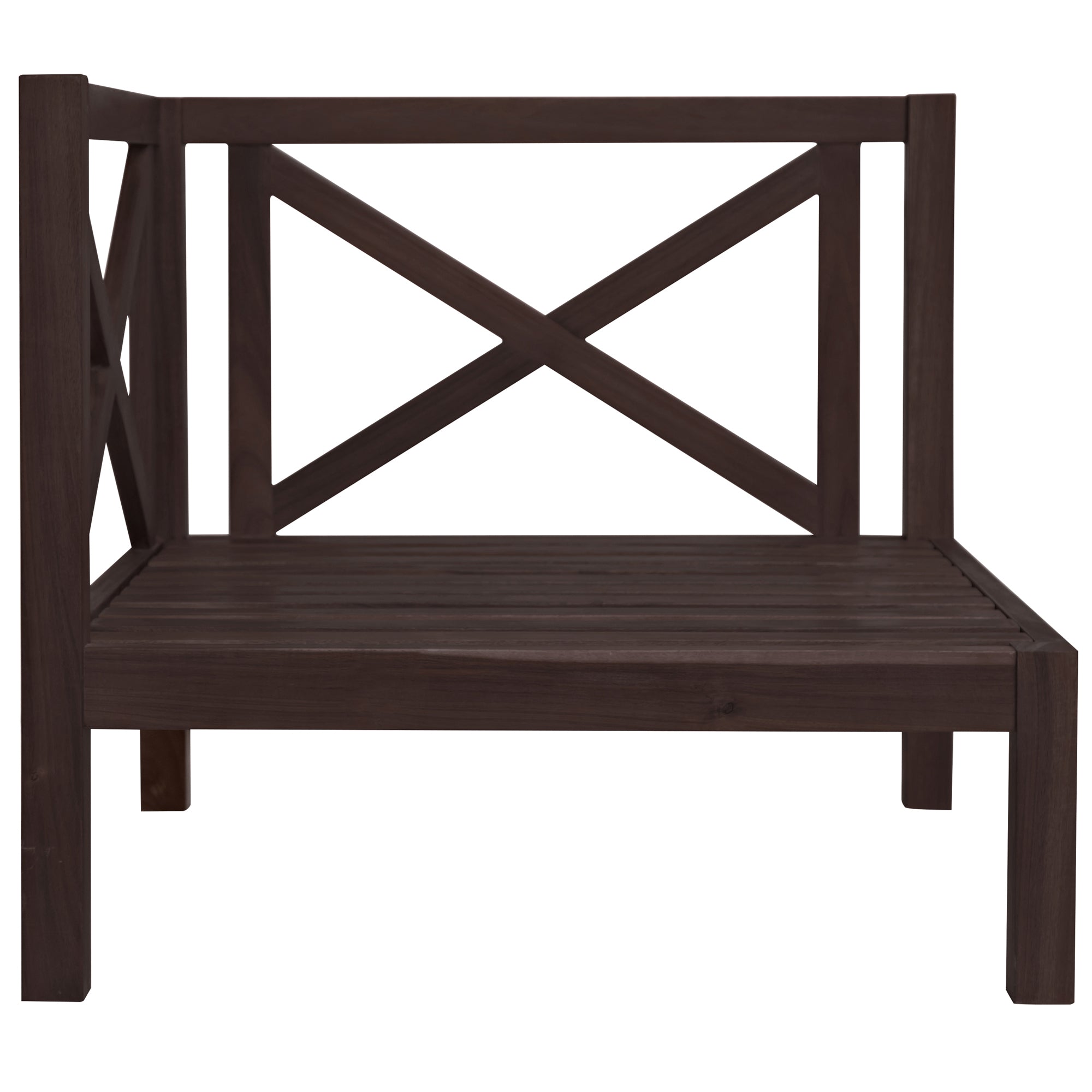 4 Pieces Outdoor Wood Patio Sectional X-Back Seating Group with Cushions and Table
