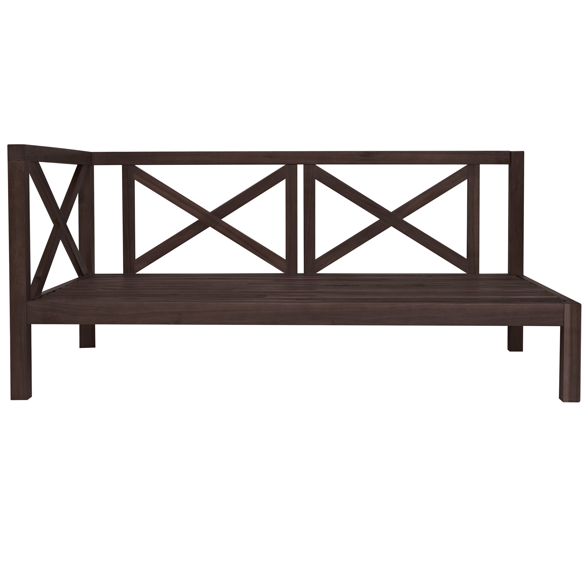 4 Pieces Outdoor Wood Patio Sectional X-Back Seating Group with Cushions and Table