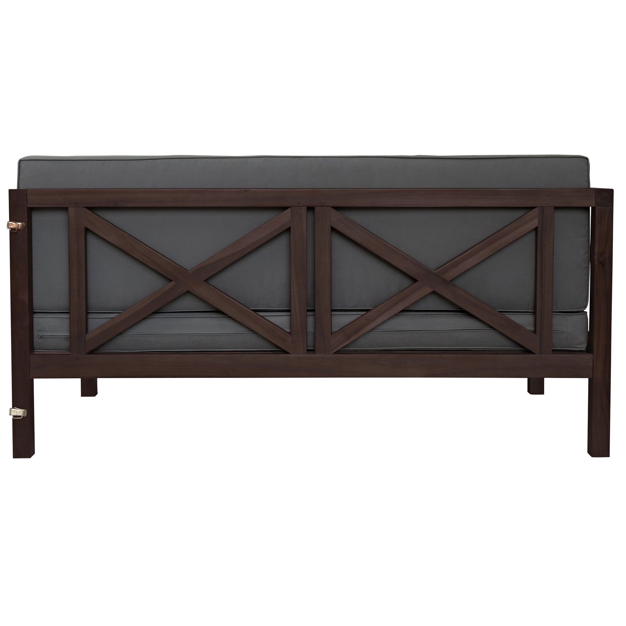 4 Pieces Outdoor Wood Patio Sectional X-Back Seating Group with Cushions and Table