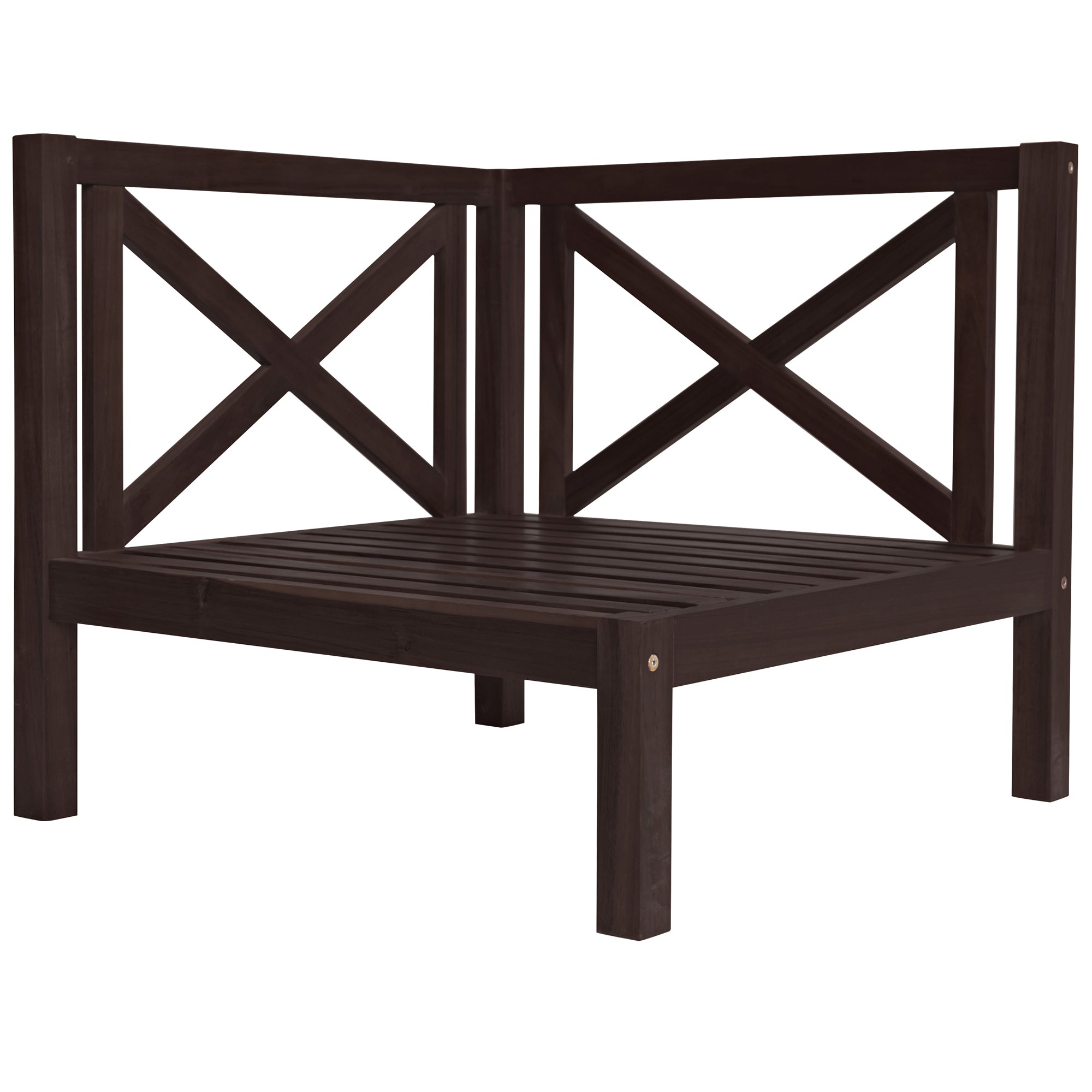 4 Pieces Outdoor Wood Patio Sectional X-Back Seating Group with Cushions and Table
