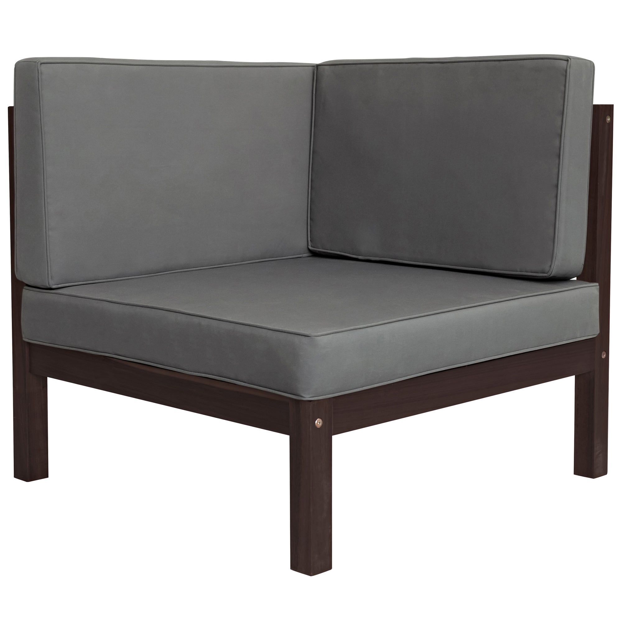 4 Pieces Outdoor Wood Patio Sectional X-Back Seating Group with Cushions and Table