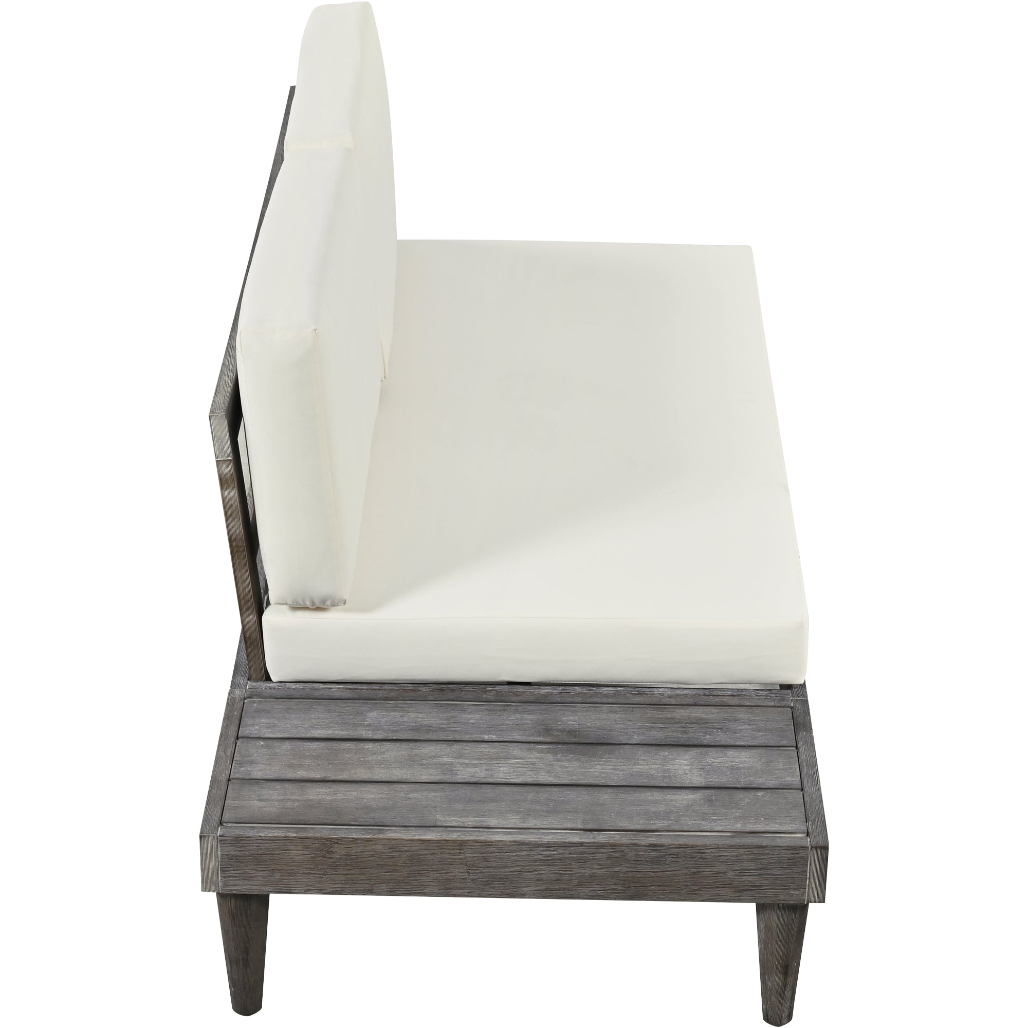 3 Pieces Outdoor Solid Wood Patio Sofa with Side Table and Cushions