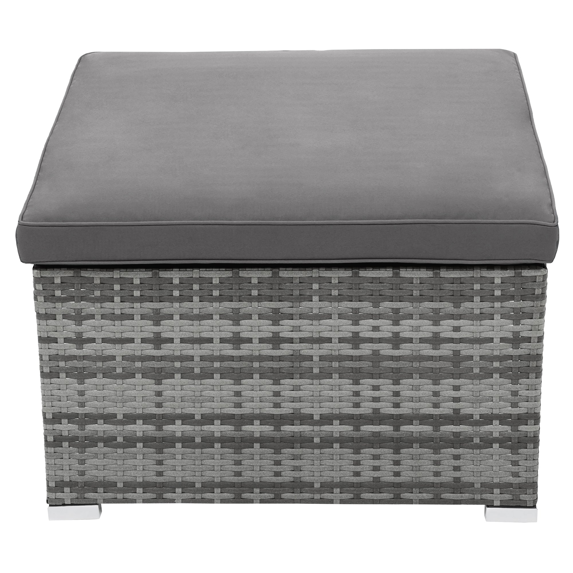 5-piece Outdoor Rattan Patio Sofa with Canopy and Tempered Glass Side Table