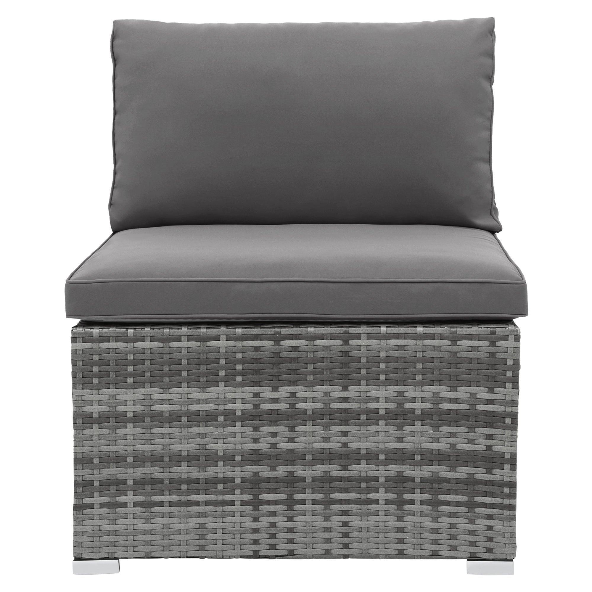 5-piece Outdoor Rattan Patio Sofa with Canopy and Tempered Glass Side Table