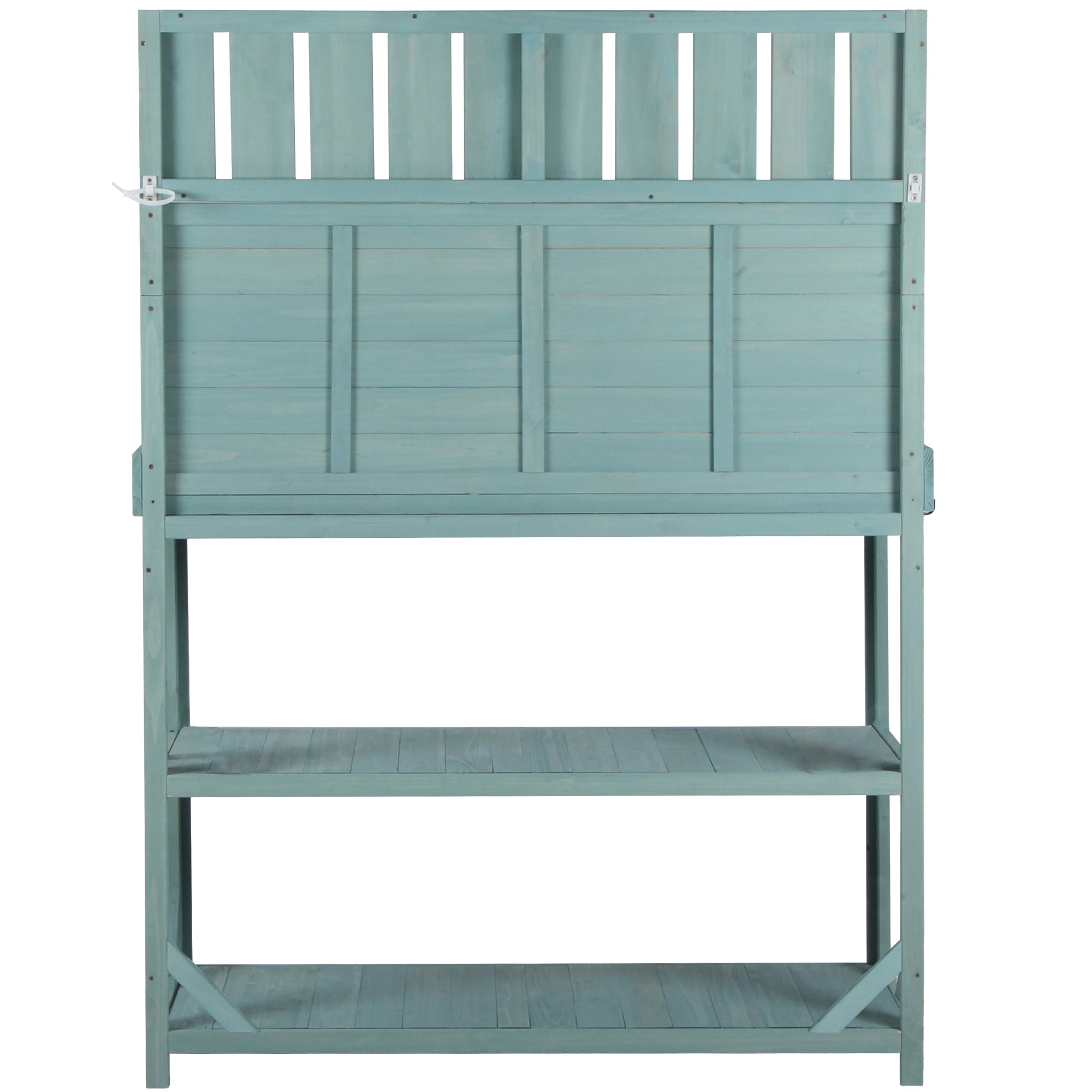 19.30 in. x 46.90 in. Outdoor Green Wooden Garden Potting Bench Table with 4 Storage Shelves and Side Hook