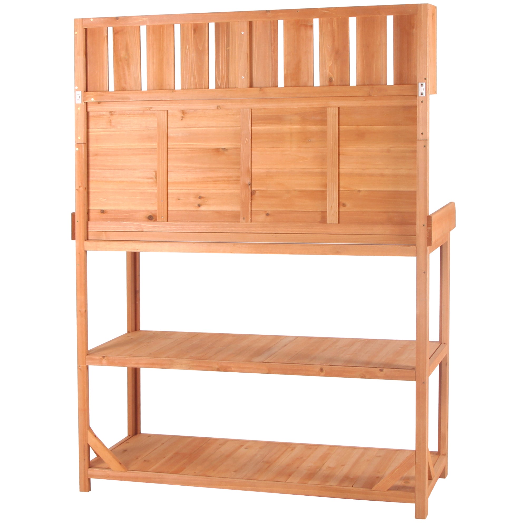 19.30 in. x 46.90 in. Outdoor Green Wooden Garden Potting Bench Table with 4 Storage Shelves and Side Hook