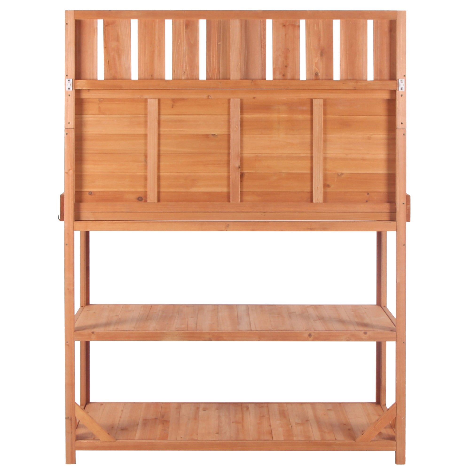 19.30 in. x 46.90 in. Outdoor Green Wooden Garden Potting Bench Table with 4 Storage Shelves and Side Hook