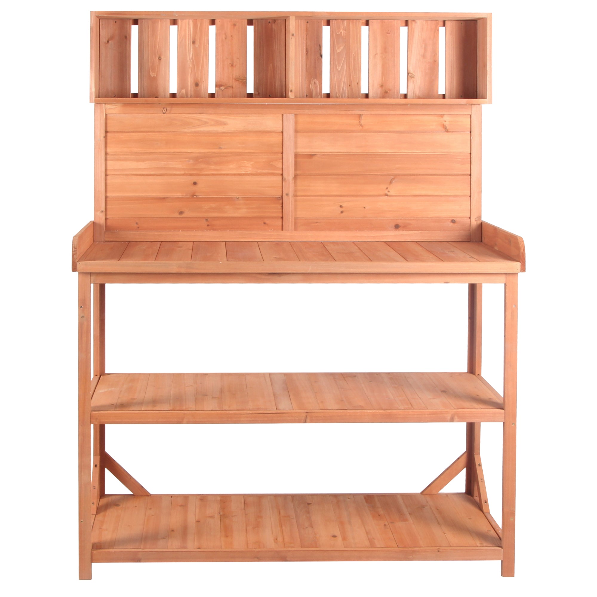 19.30 in. x 46.90 in. Outdoor Green Wooden Garden Potting Bench Table with 4 Storage Shelves and Side Hook