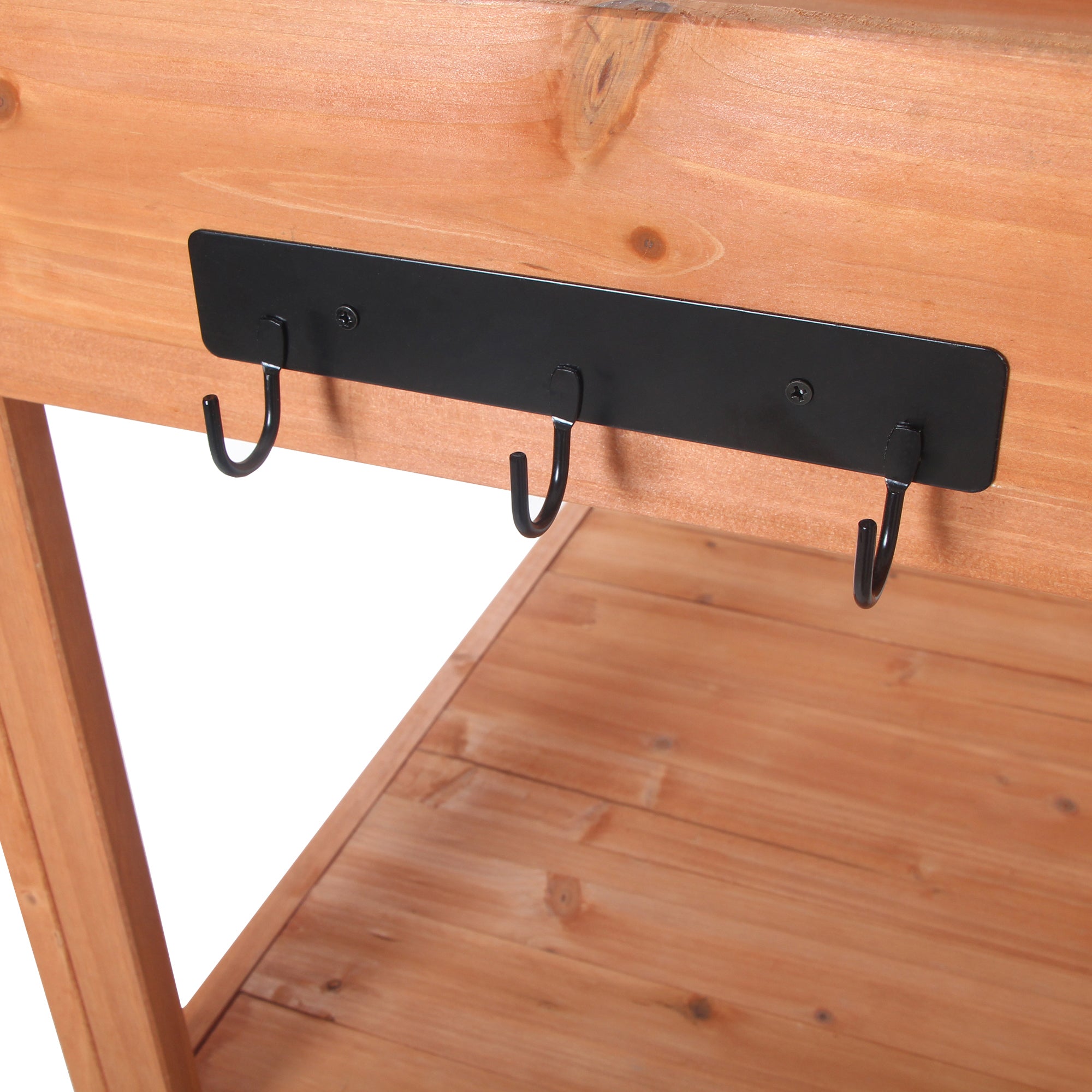 19.30 in. x 46.90 in. Outdoor Green Wooden Garden Potting Bench Table with 4 Storage Shelves and Side Hook