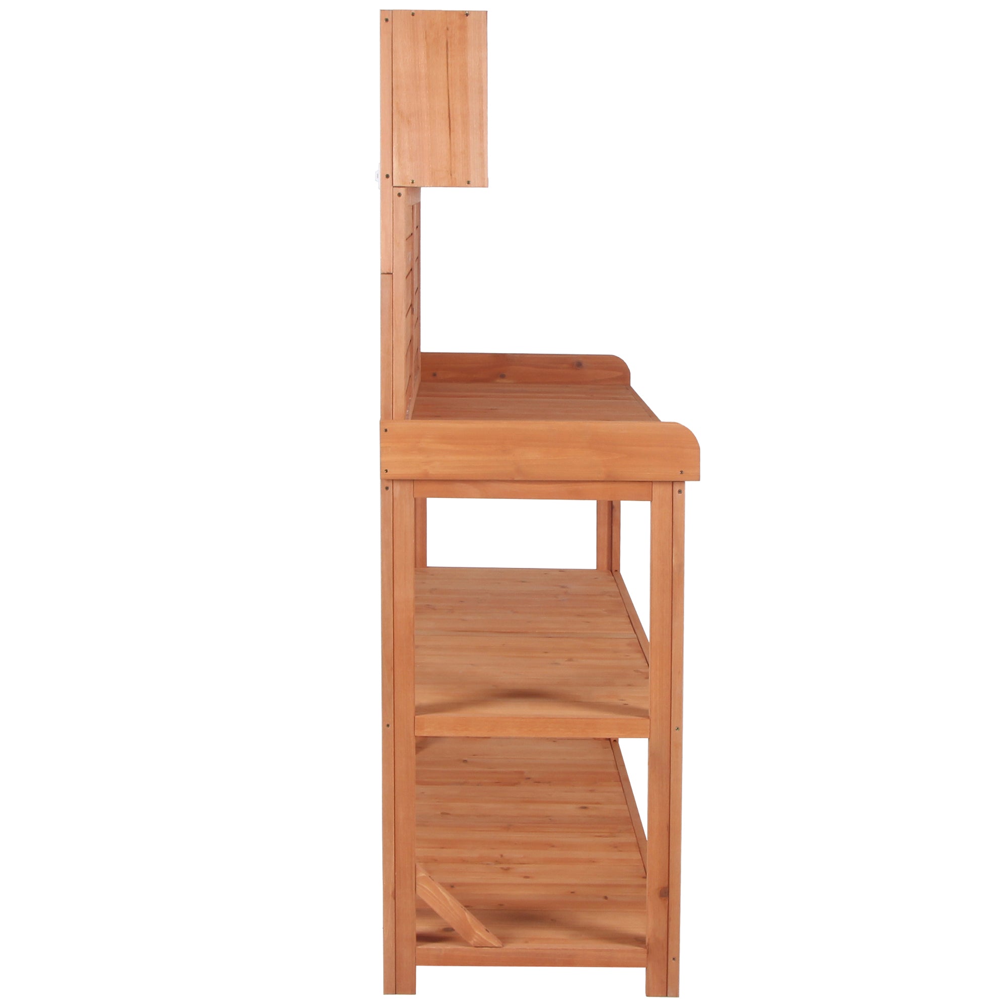 19.30 in. x 46.90 in. Outdoor Green Wooden Garden Potting Bench Table with 4 Storage Shelves and Side Hook