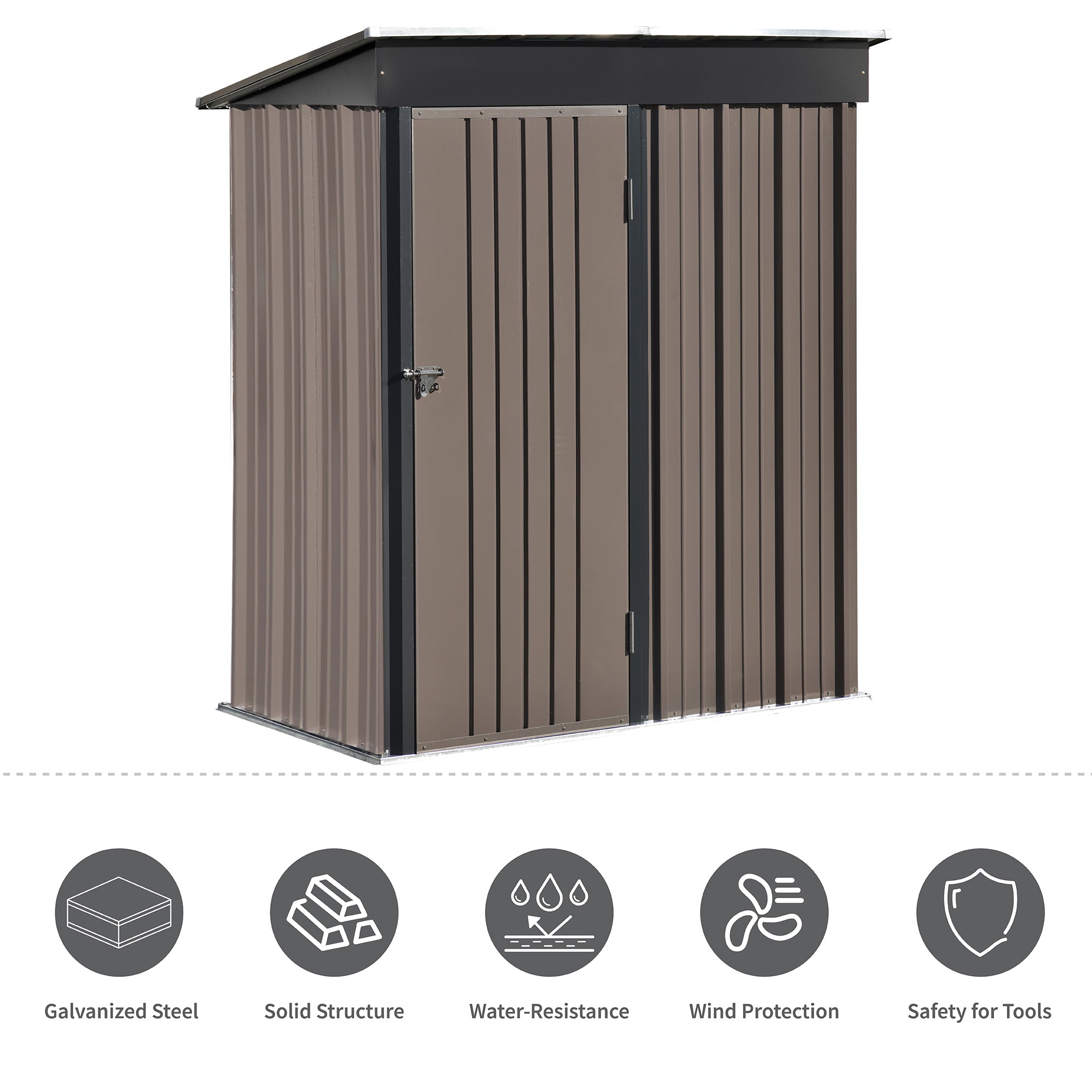 5 ft. W x 3 ft. L Metal Lean-to Storage Shed with Adjustable Shelf and Lockable Door
