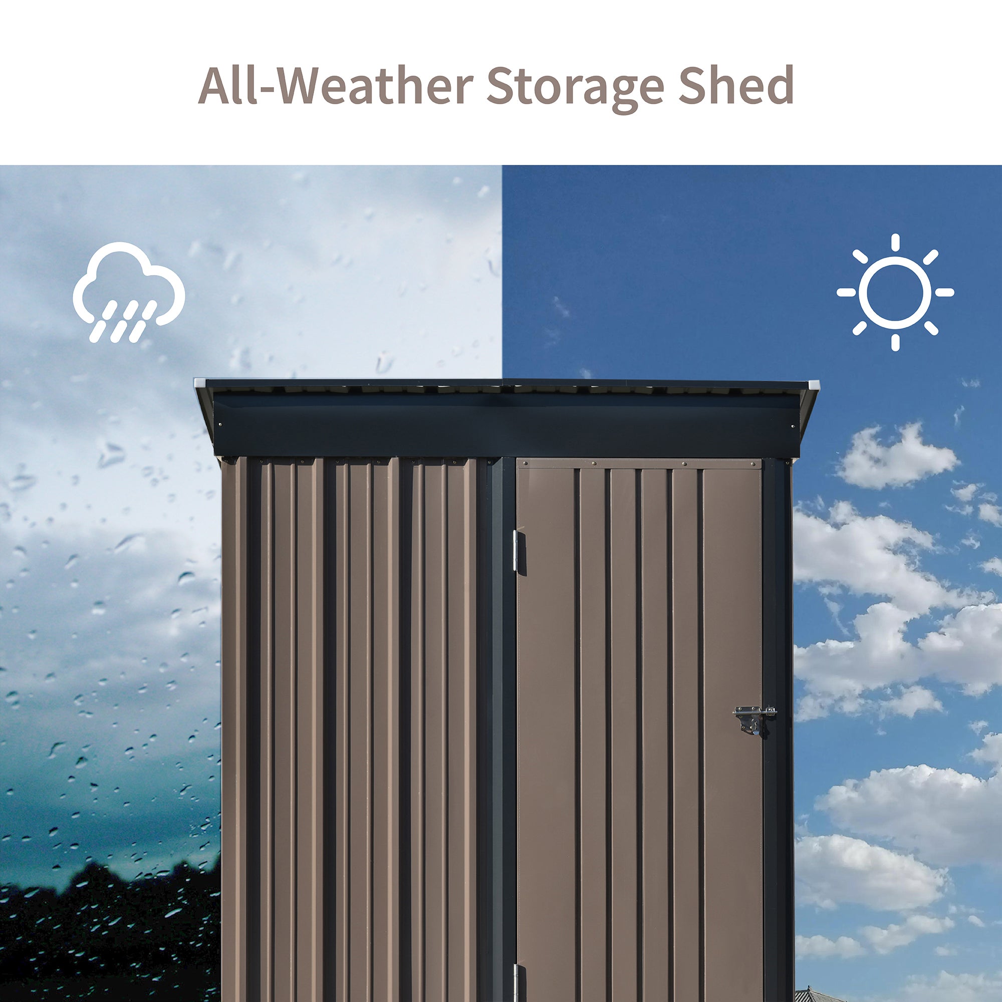 5 ft. W x 3 ft. L Metal Lean-to Storage Shed with Adjustable Shelf and Lockable Door