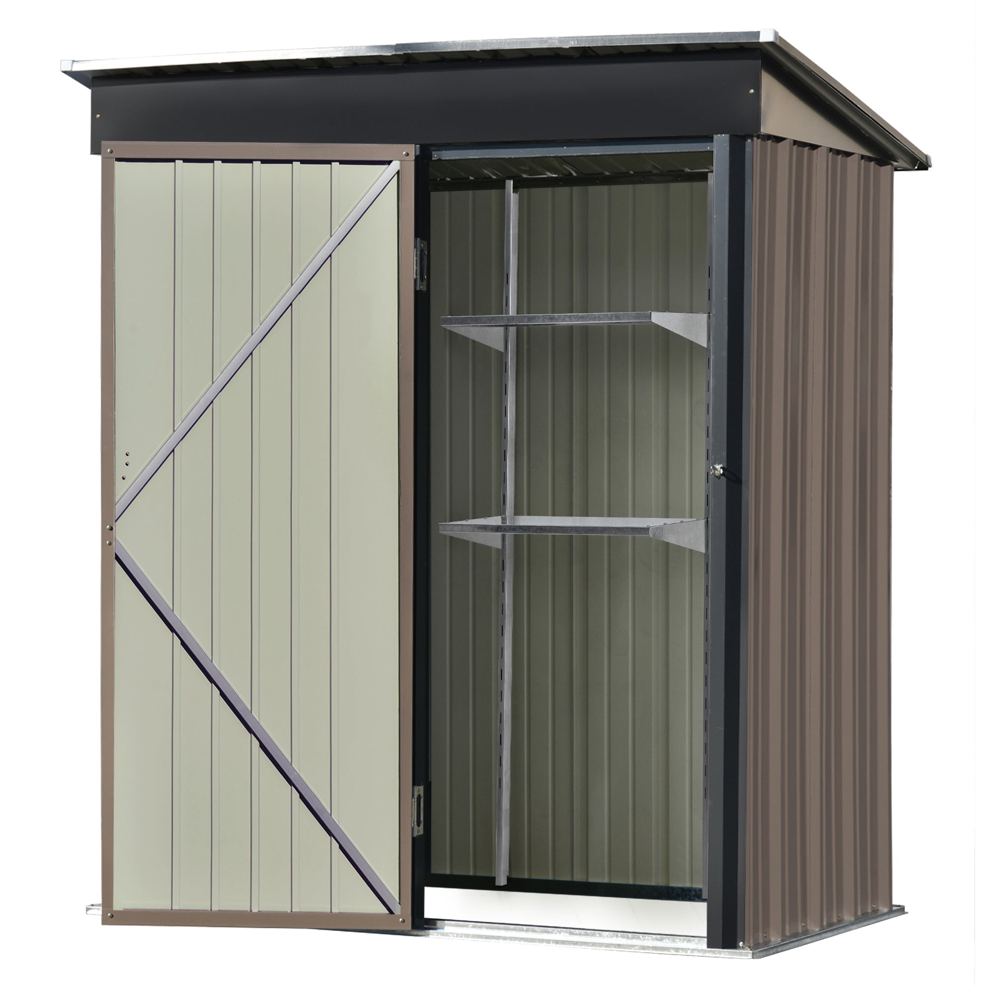 5 ft. W x 3 ft. L Metal Lean-to Storage Shed with Adjustable Shelf and Lockable Door