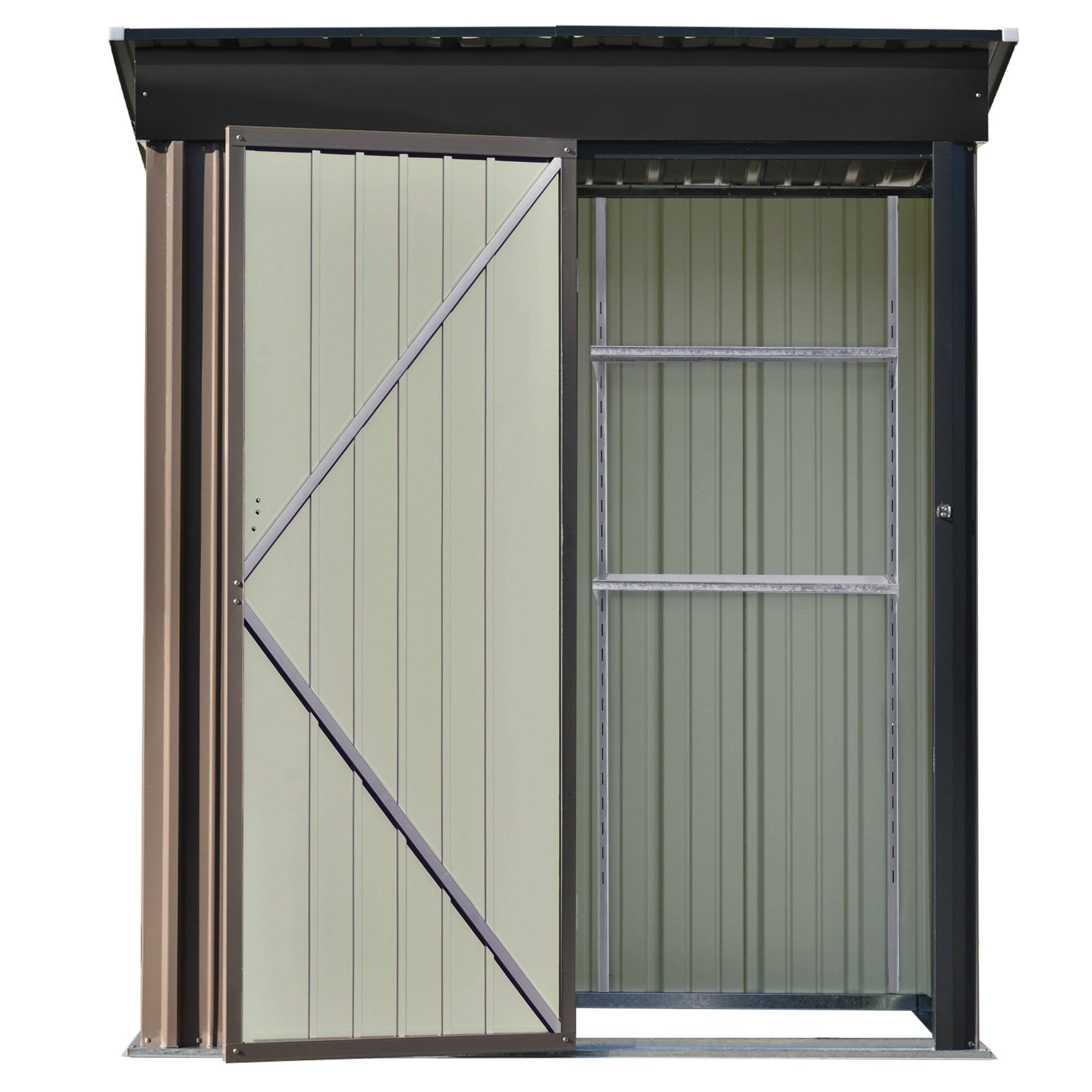 5 ft. W x 3 ft. L Metal Lean-to Storage Shed with Adjustable Shelf and Lockable Door