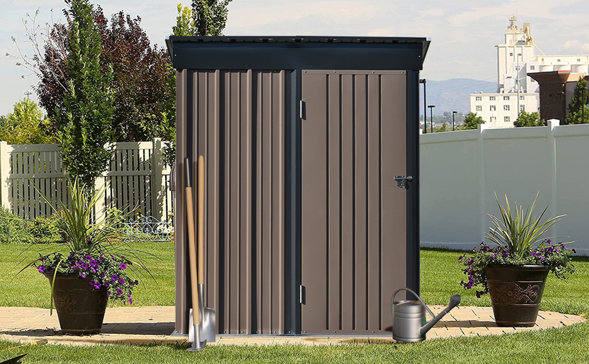 5 ft. W x 3 ft. L Metal Lean-to Storage Shed with Adjustable Shelf and Lockable Door