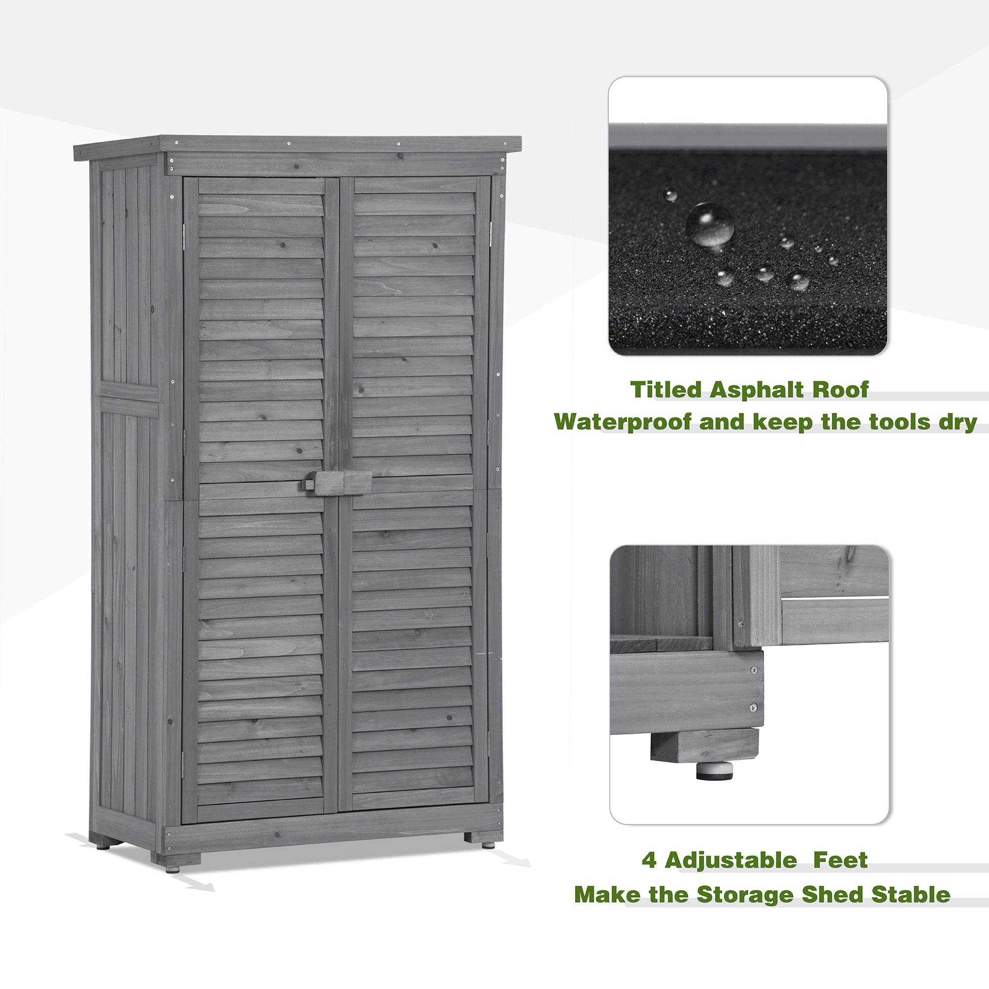2.86 ft. W x 1.52 ft. D Wooden Storage Shed 4.35 sq. ft. in Natural with Lockable Double Door