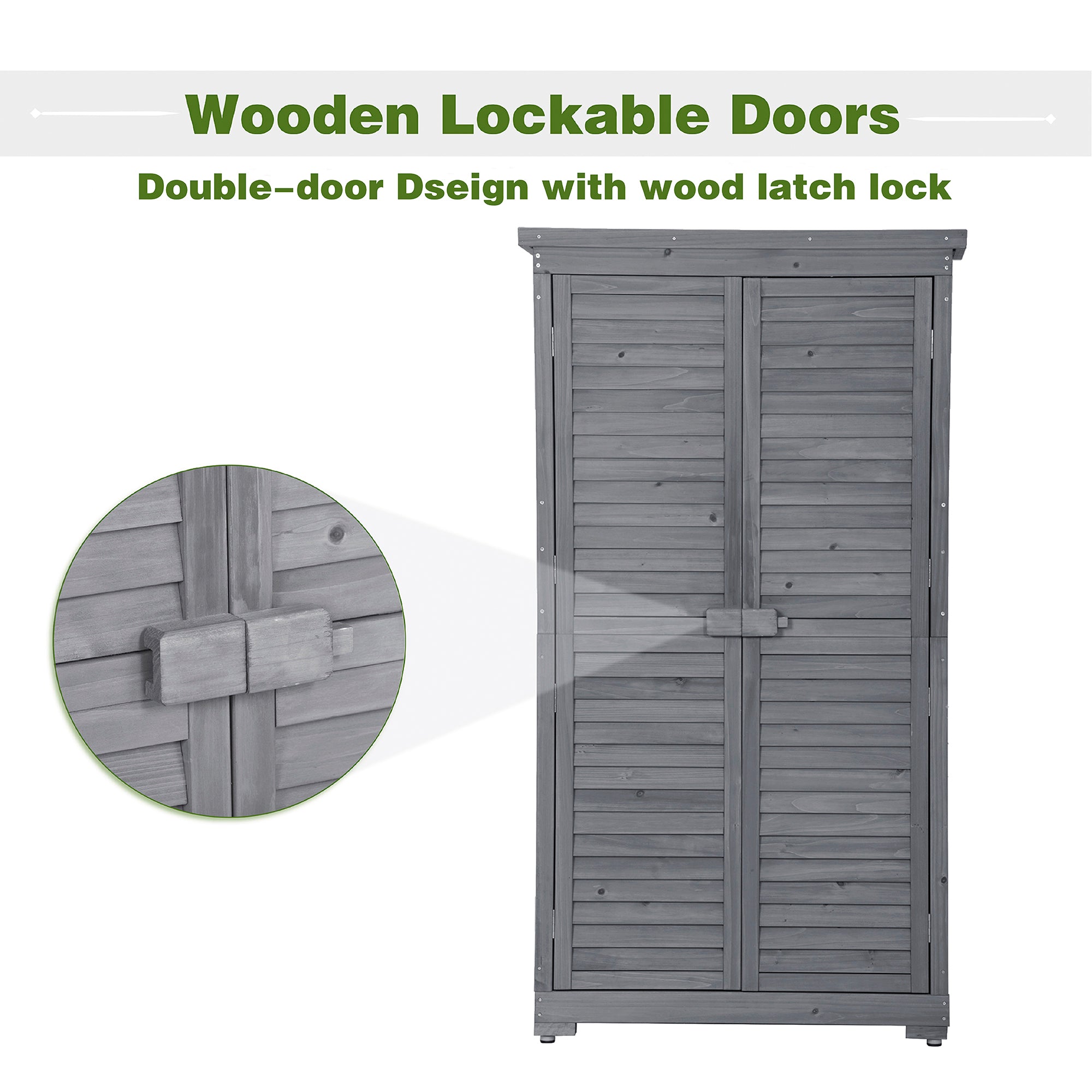 2.86 ft. W x 1.52 ft. D Wooden Storage Shed 4.35 sq. ft. in Natural with Lockable Double Door