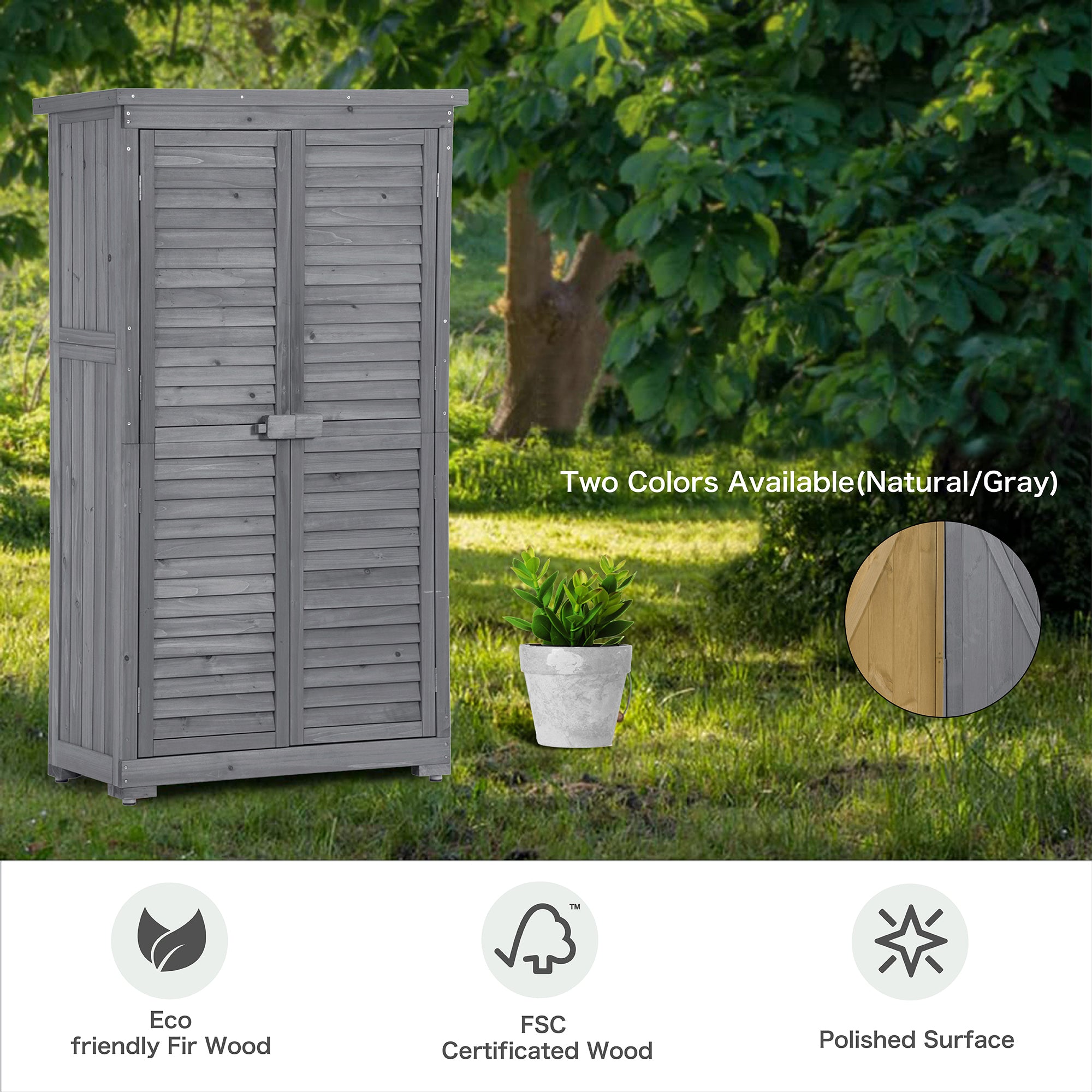 2.86 ft. W x 1.52 ft. D Wooden Storage Shed 4.35 sq. ft. in Natural with Lockable Double Door