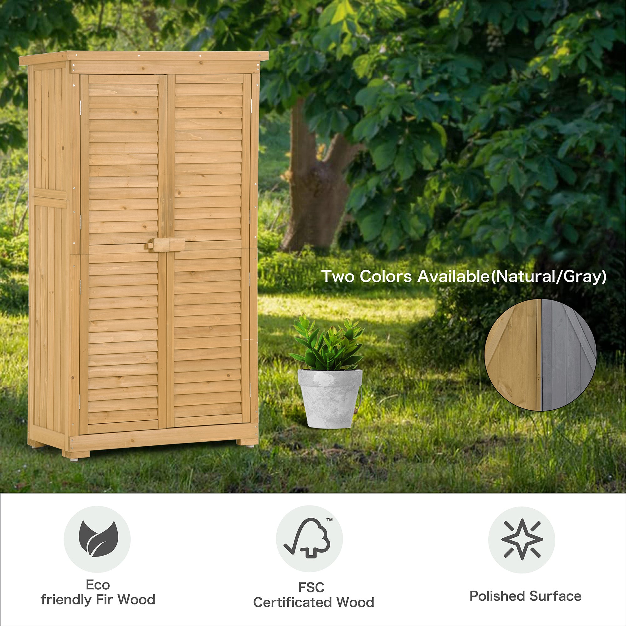 2.86 ft. W x 1.52 ft. D Wooden Storage Shed 4.35 sq. ft. in Natural with Lockable Double Door