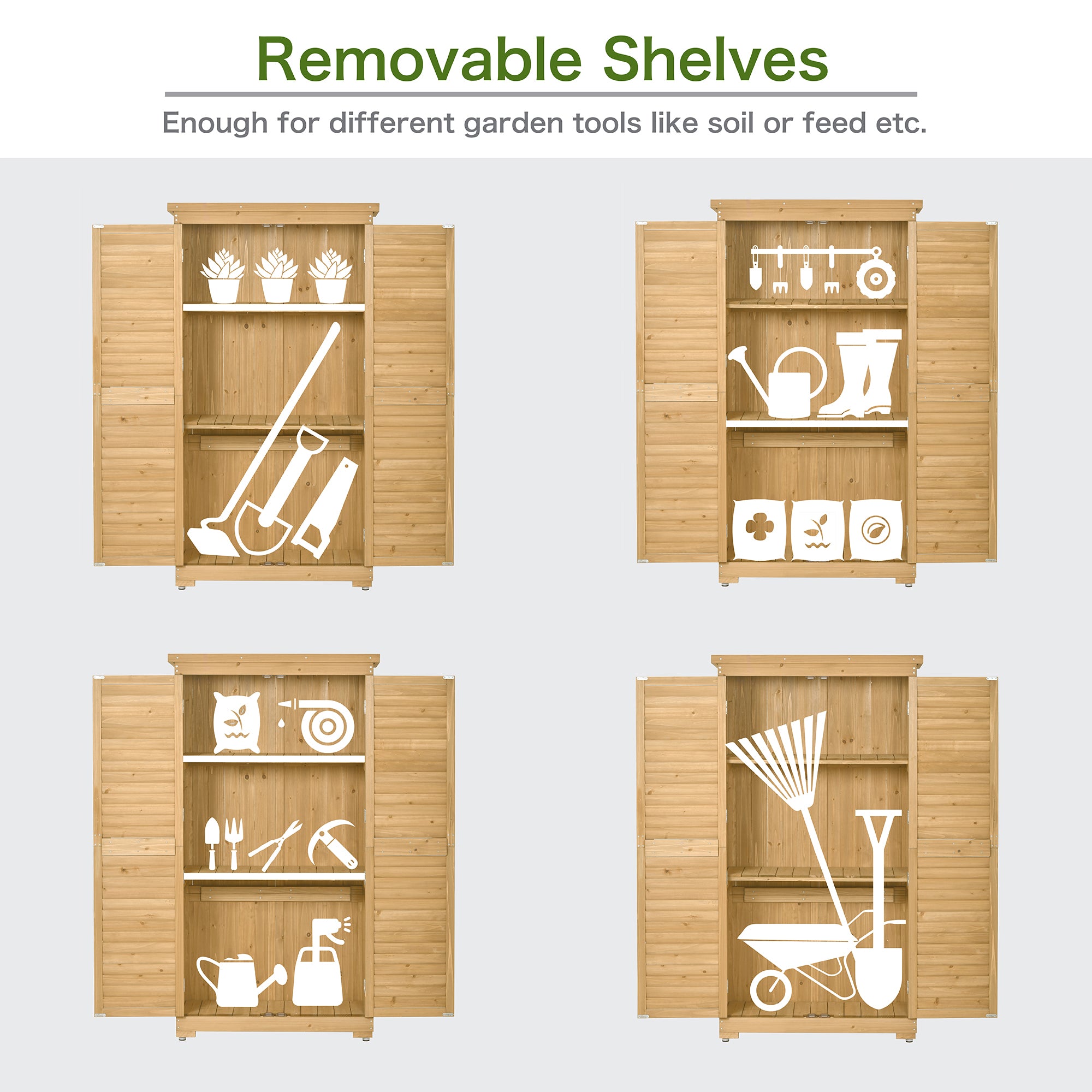2.86 ft. W x 1.52 ft. D Wooden Storage Shed 4.35 sq. ft. in Natural with Lockable Double Door