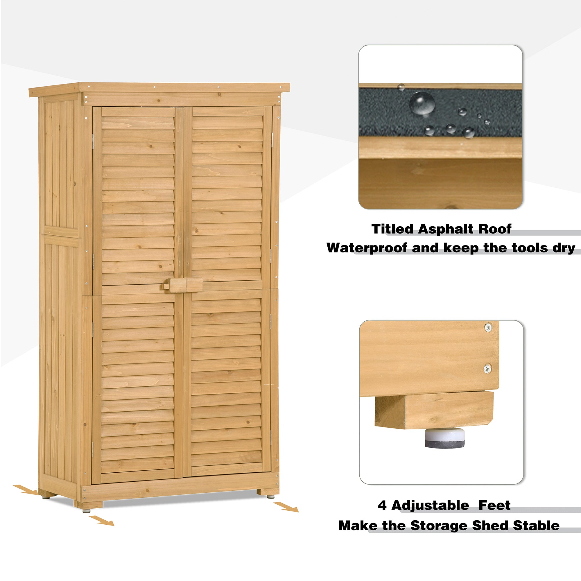2.86 ft. W x 1.52 ft. D Wooden Storage Shed 4.35 sq. ft. in Natural with Lockable Double Door