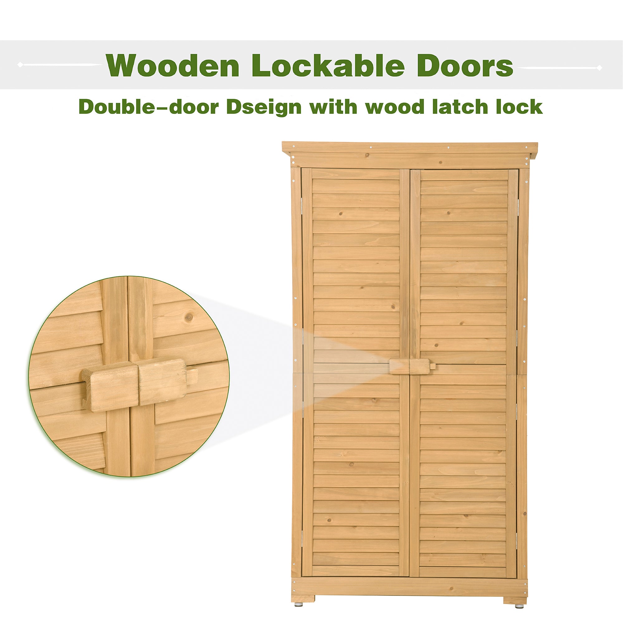 2.86 ft. W x 1.52 ft. D Wooden Storage Shed 4.35 sq. ft. in Natural with Lockable Double Door