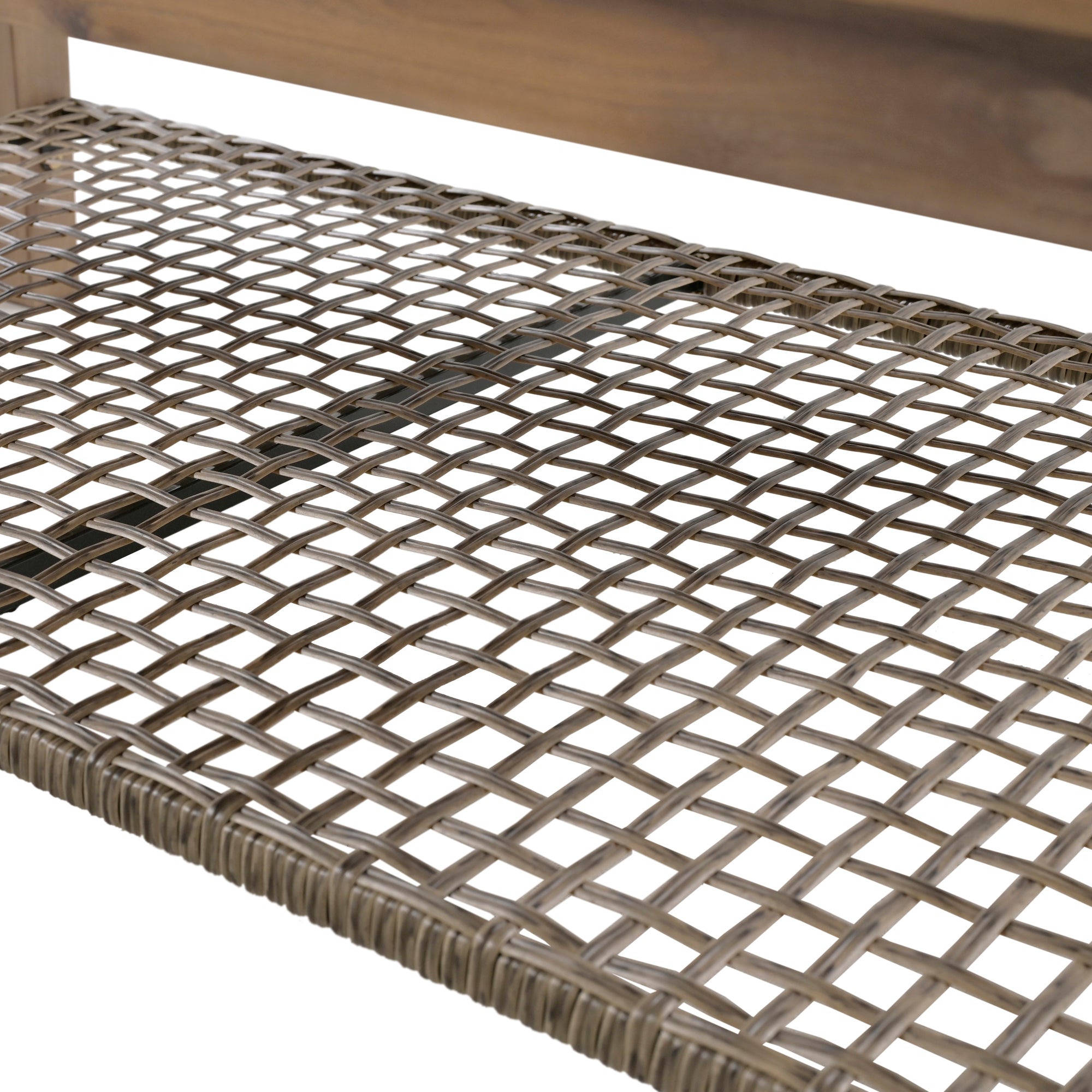 4-Piece Rattan Outdoor Conversation Sofa Set with Wooden Coffee Table and Cushions