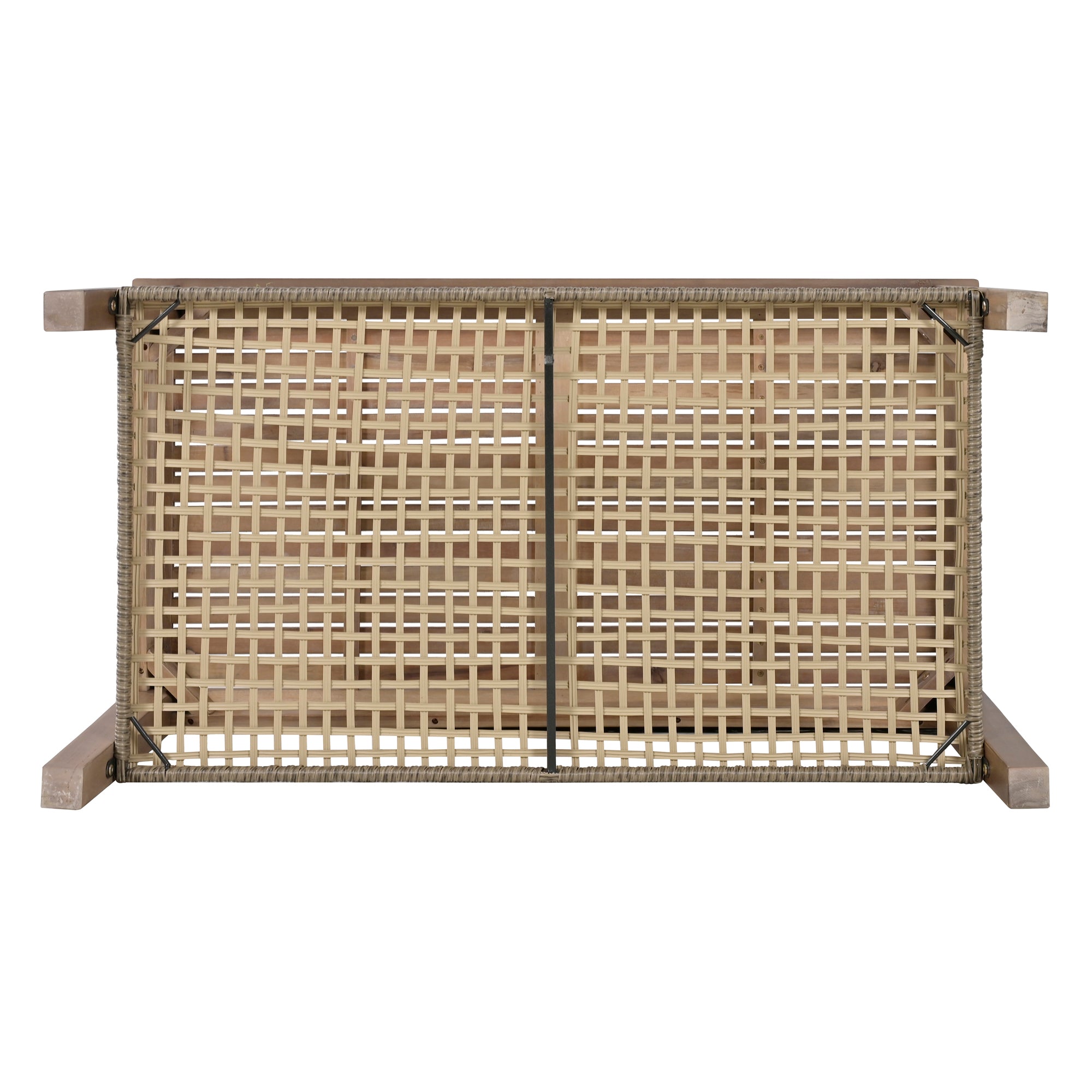 4-Piece Rattan Outdoor Conversation Sofa Set with Wooden Coffee Table and Cushions