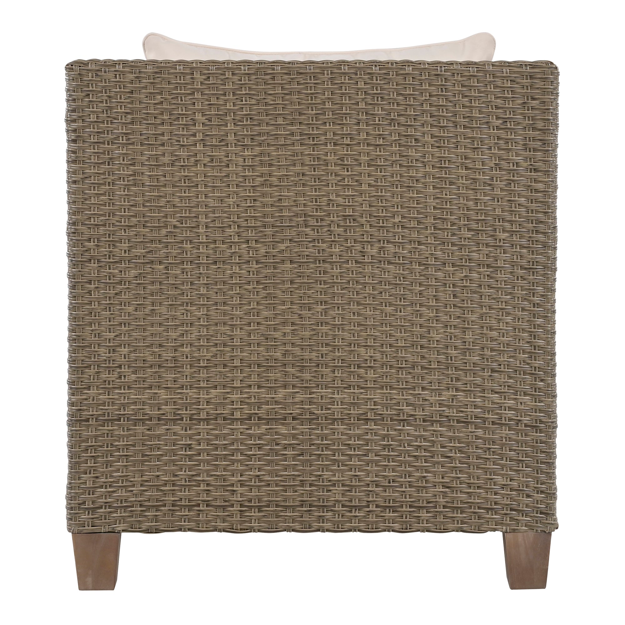 4-Piece Rattan Outdoor Conversation Sofa Set with Wooden Coffee Table and Cushions