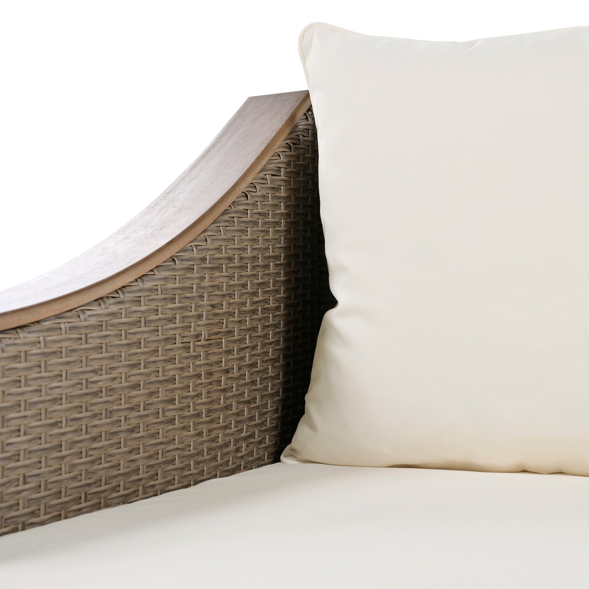 4-Piece Rattan Outdoor Conversation Sofa Set with Wooden Coffee Table and Cushions