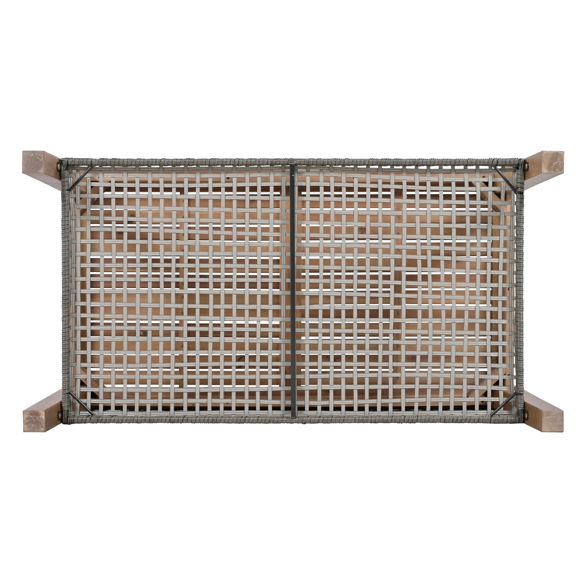 4-Piece Rattan Outdoor Conversation Sofa Set with Wooden Coffee Table and Cushions