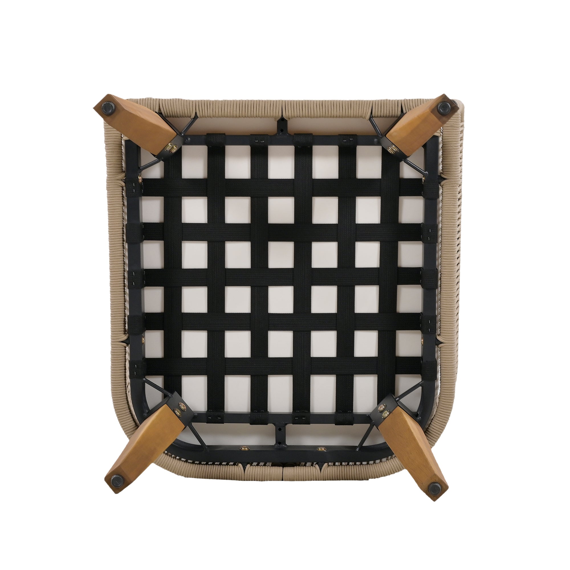 4-Piece Rope Outdoor Patio Conversation Set with and Solid Wood Table with Cushions