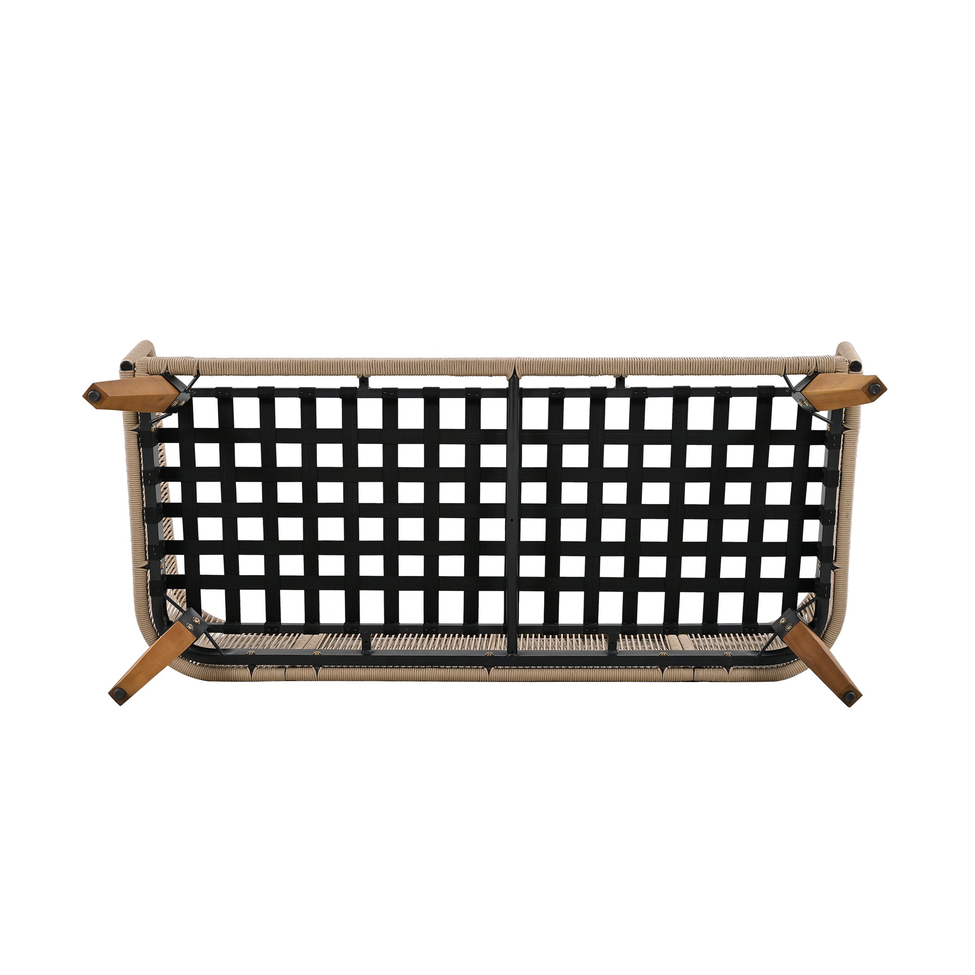 4-Piece Rope Outdoor Patio Conversation Set with and Solid Wood Table with Cushions
