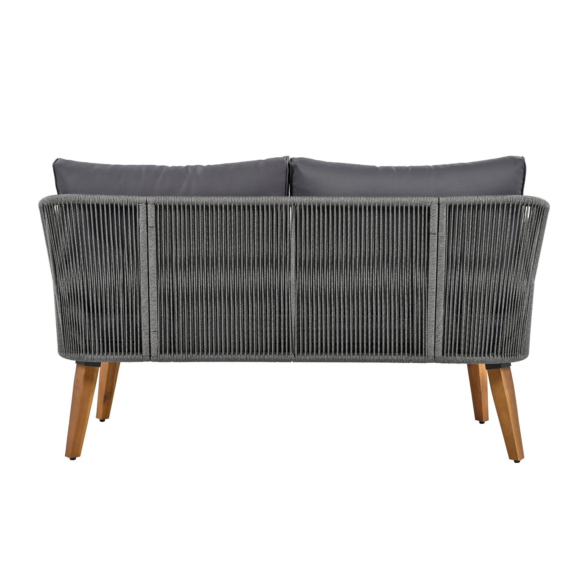 4-Piece Rope Outdoor Patio Conversation Set with and Solid Wood Table with Cushions