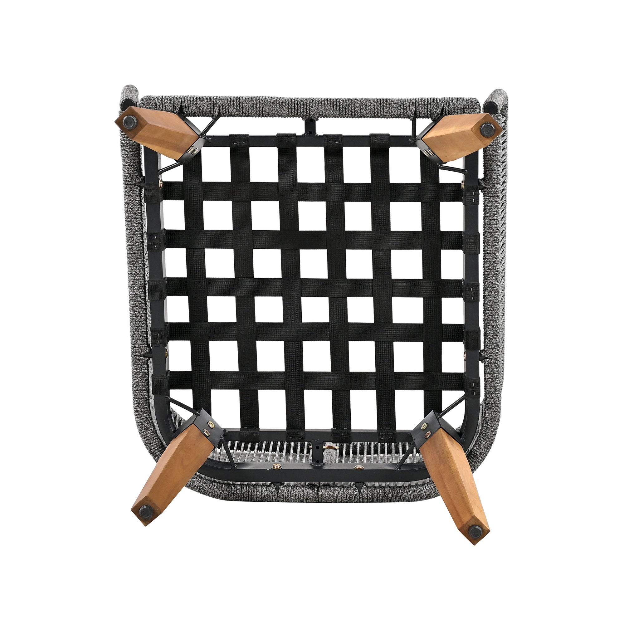 4-Piece Rope Outdoor Patio Conversation Set with and Solid Wood Table with Cushions