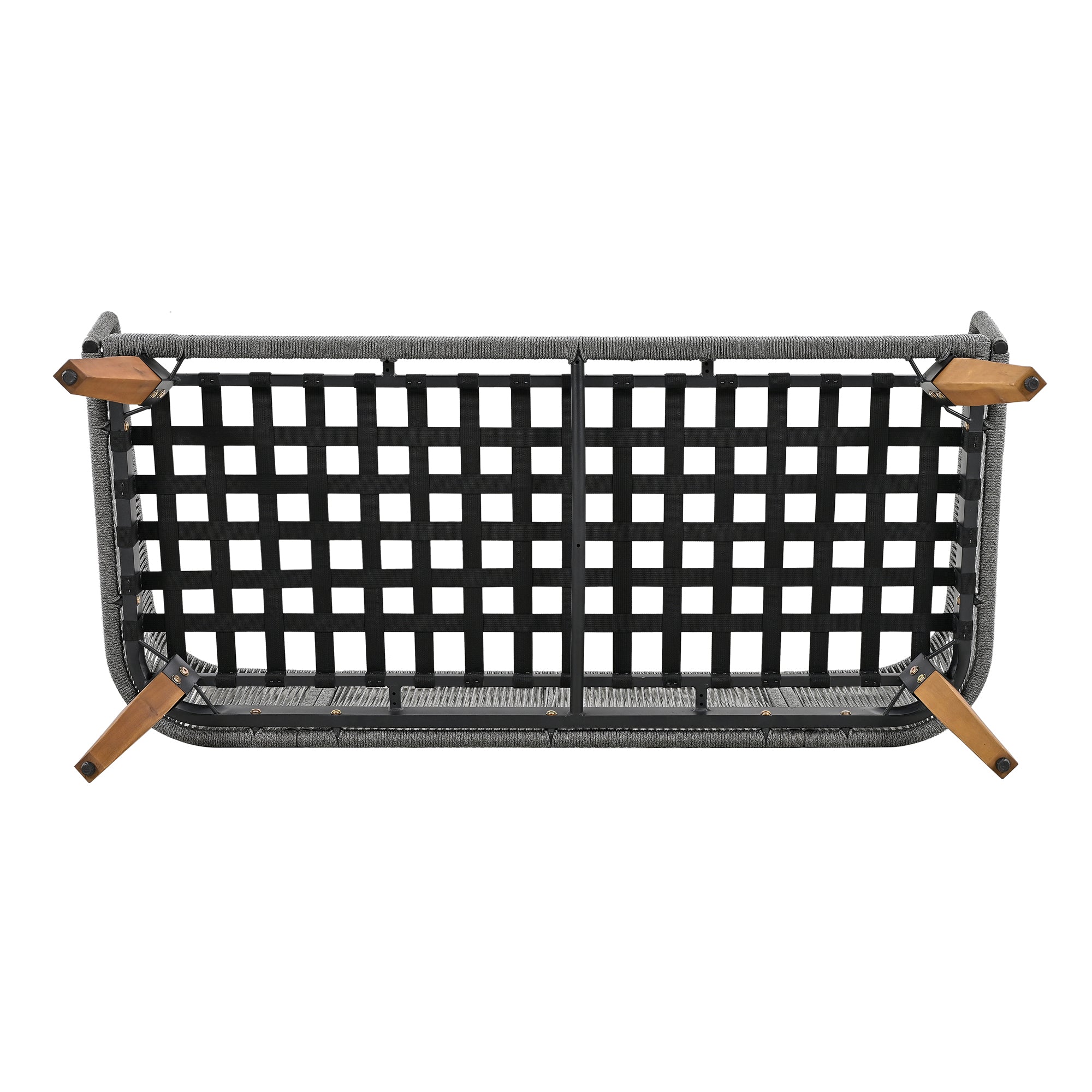 4-Piece Rope Outdoor Patio Conversation Set with and Solid Wood Table with Cushions