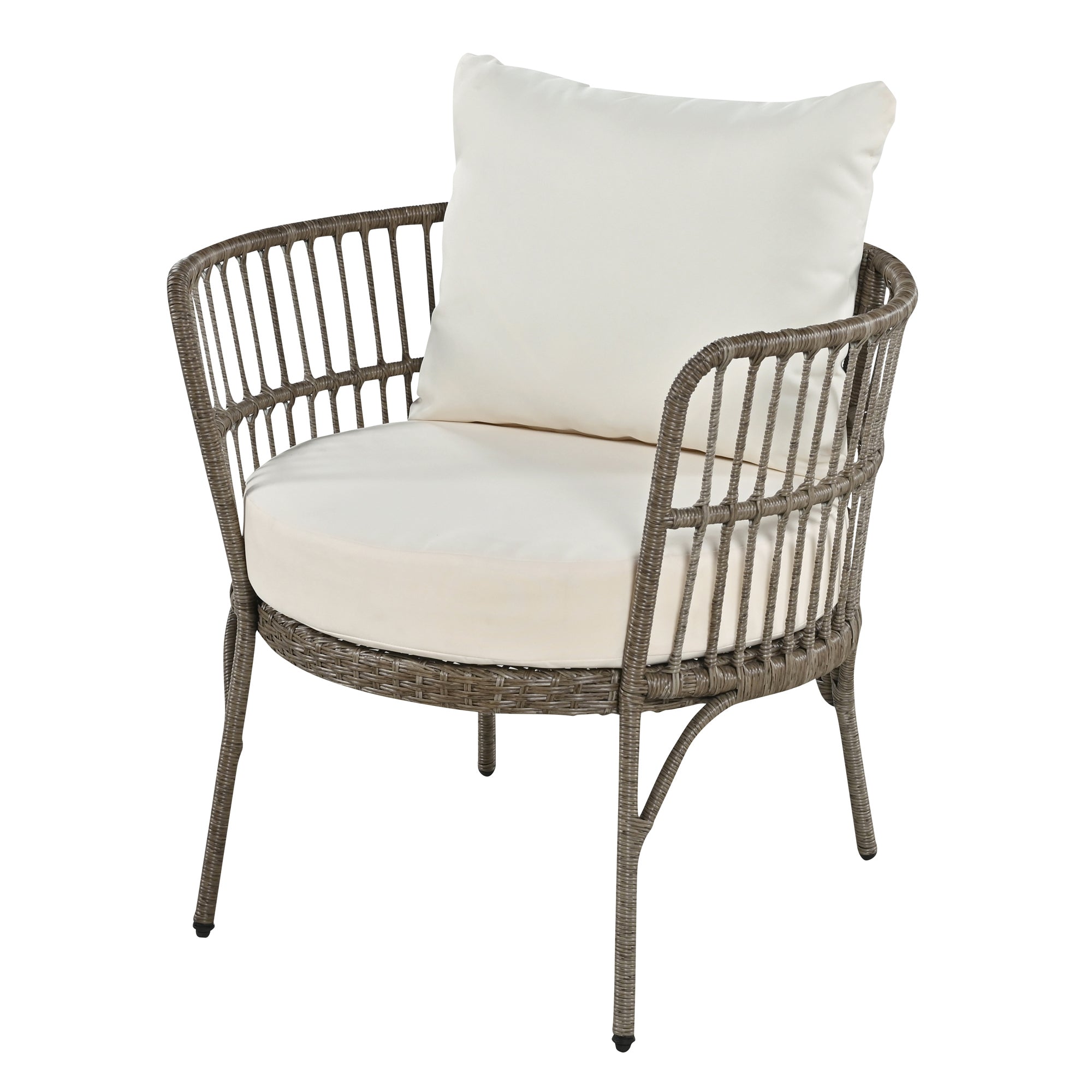 4-Piece Rattan Grey Outdoor Patio Conversation Set with Seating Set with Cushions