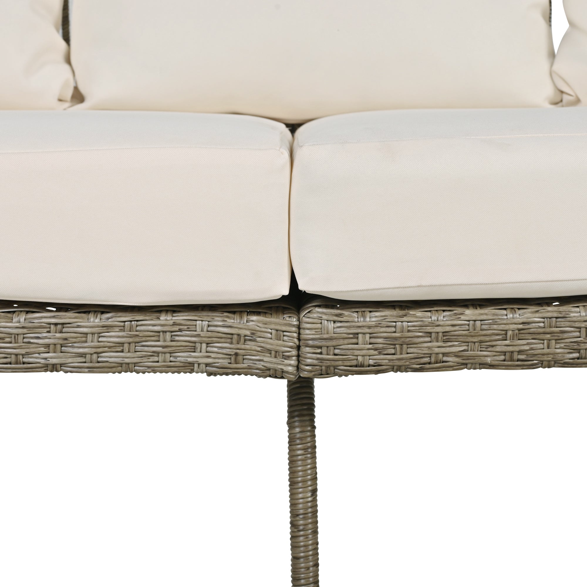 4-Piece Rattan Grey Outdoor Patio Conversation Set with Seating Set with Cushions