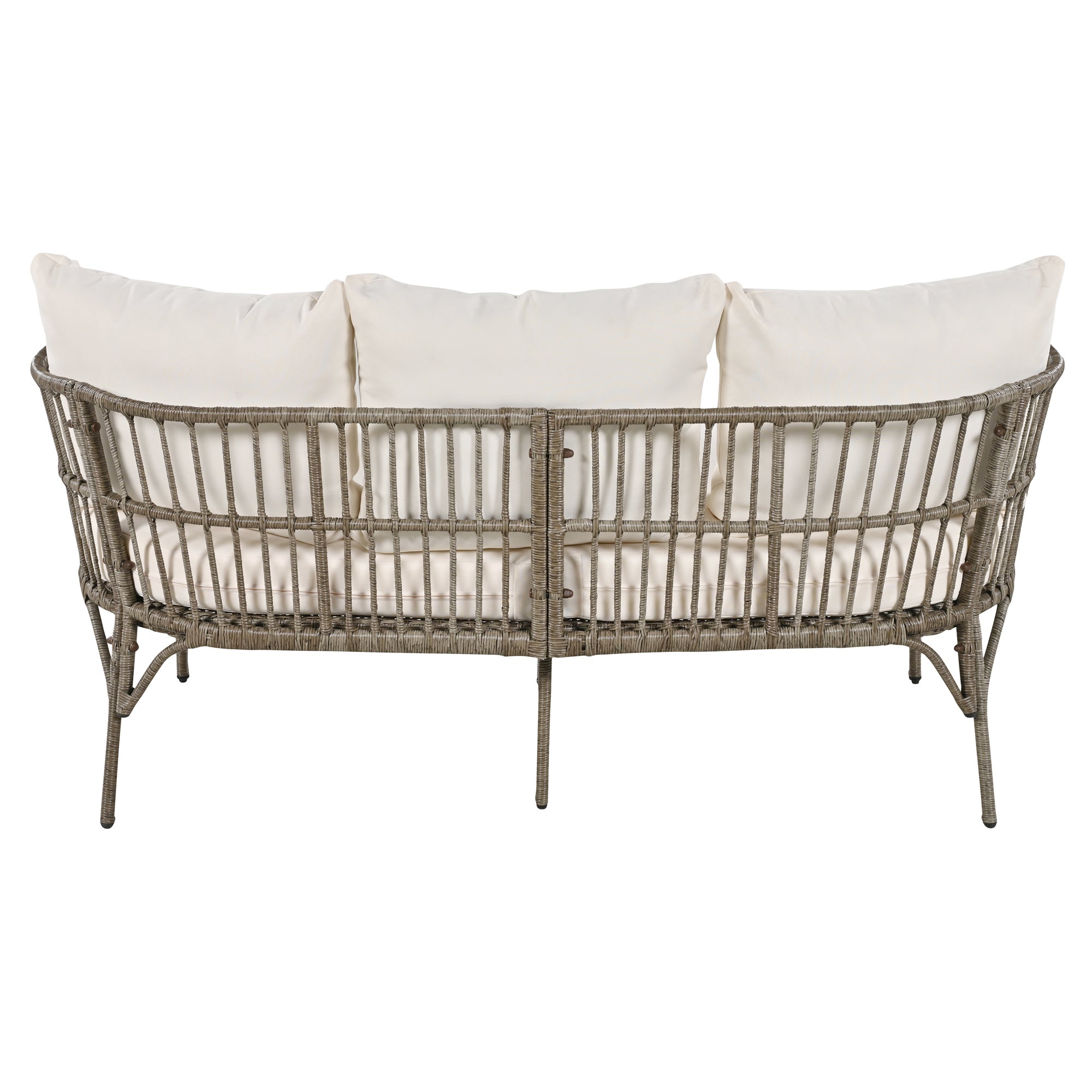 4-Piece Rattan Grey Outdoor Patio Conversation Set with Seating Set with Cushions