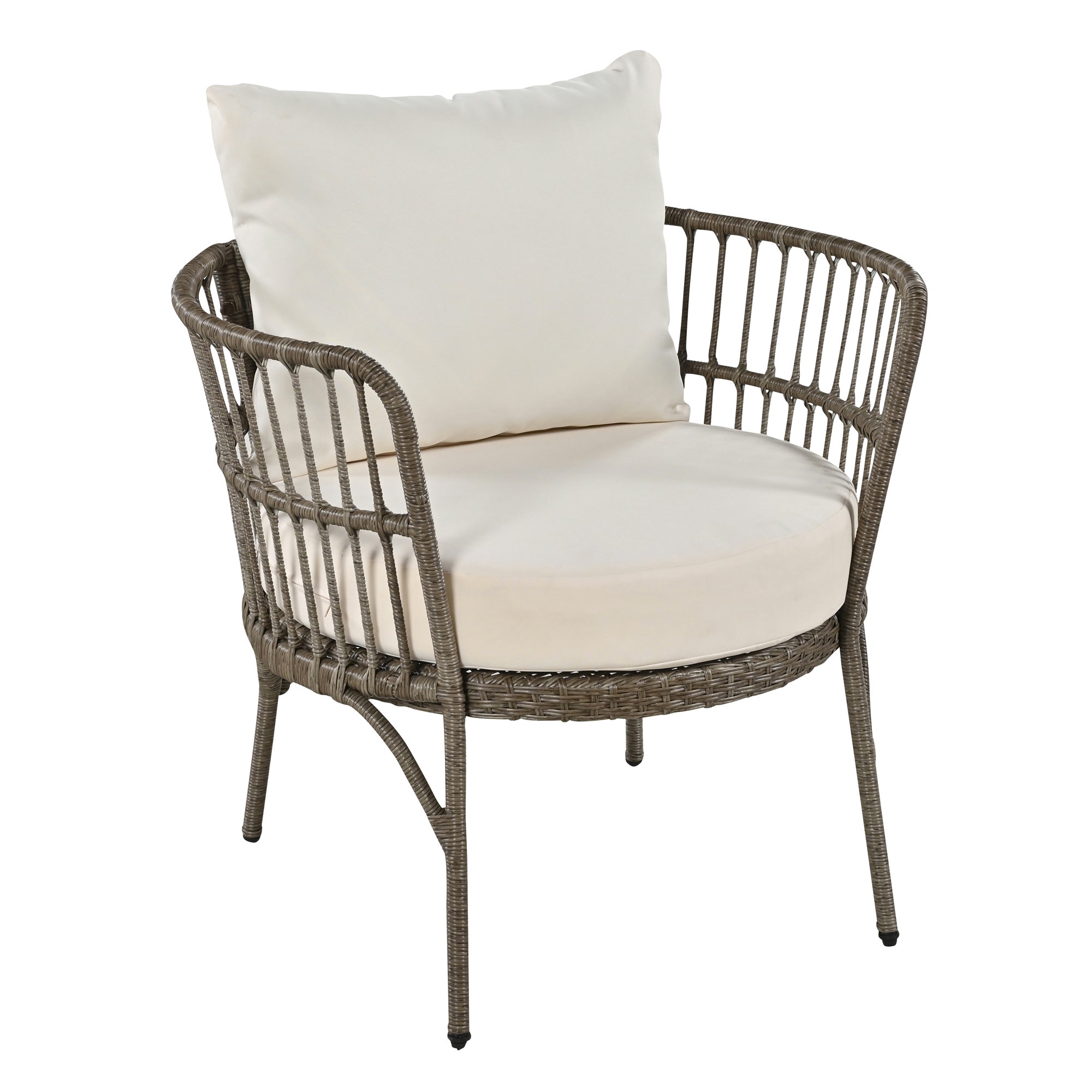 4-Piece Rattan Grey Outdoor Patio Conversation Set with Seating Set with Cushions