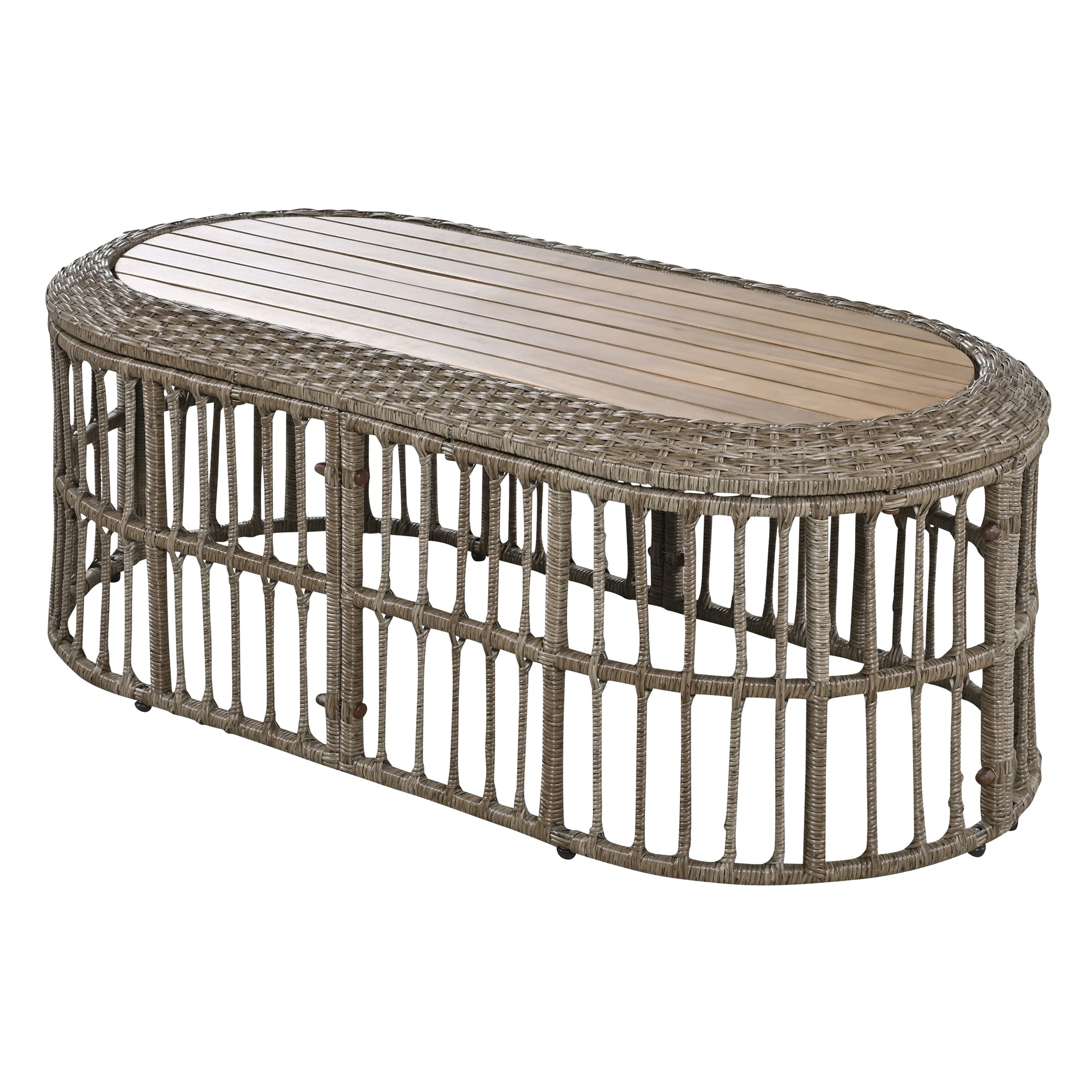 4-Piece Rattan Grey Outdoor Patio Conversation Set with Seating Set with Cushions